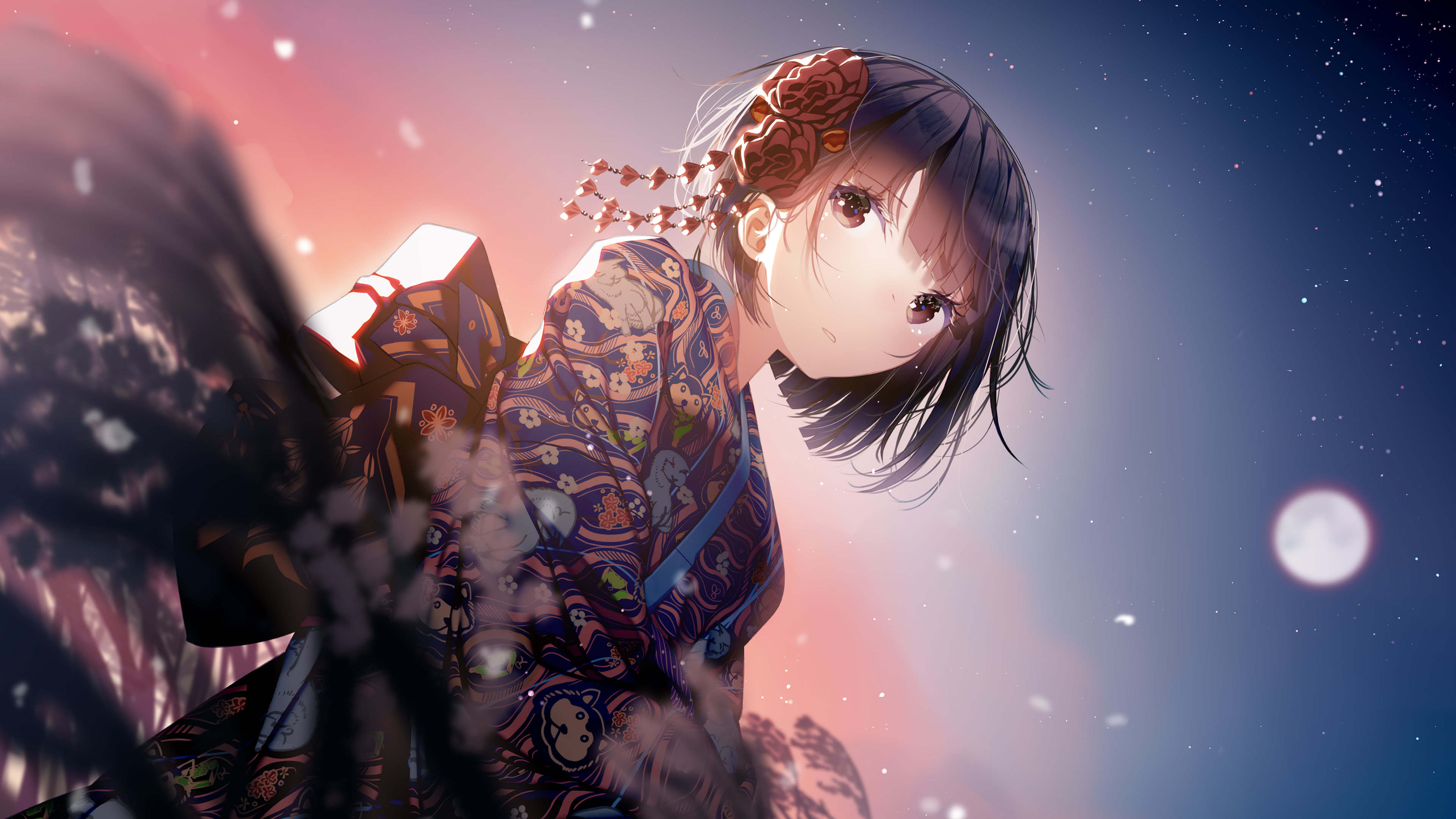 Ragazza anime in kimono, 3840x2160 4K, Monitor 4K