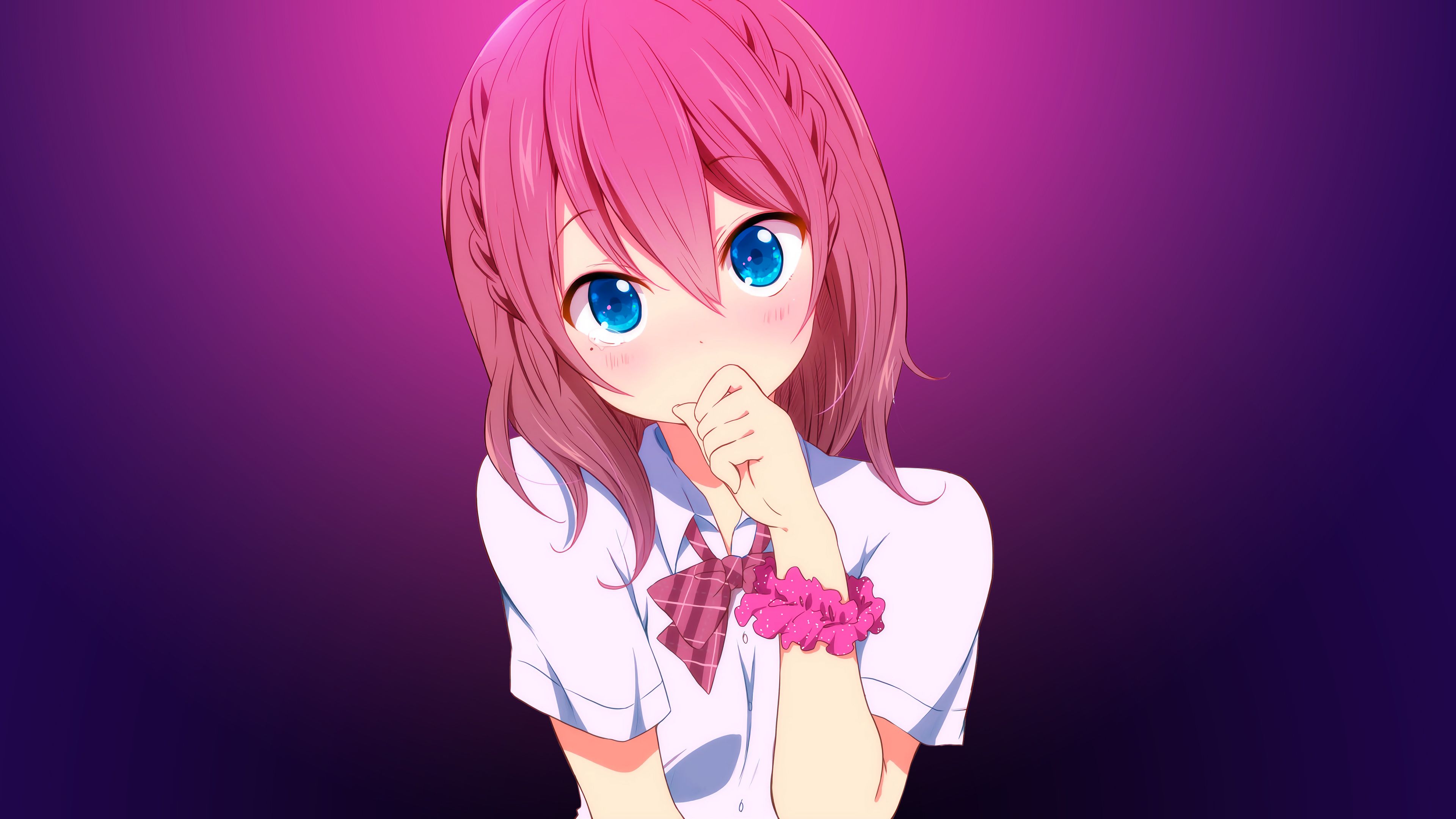 Ragazza anime capelli rosa, 3840x2160 UHD, PC 4K