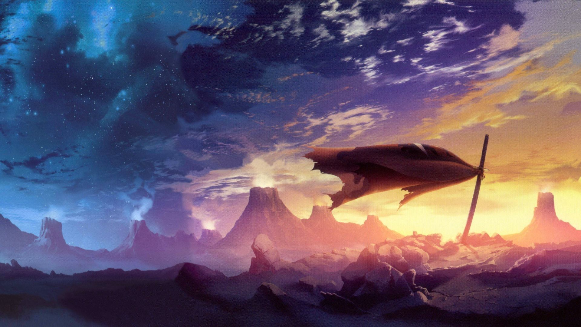 Nave volante deserto anime, 1920x1080 Full HD 1080p, PC Desktop