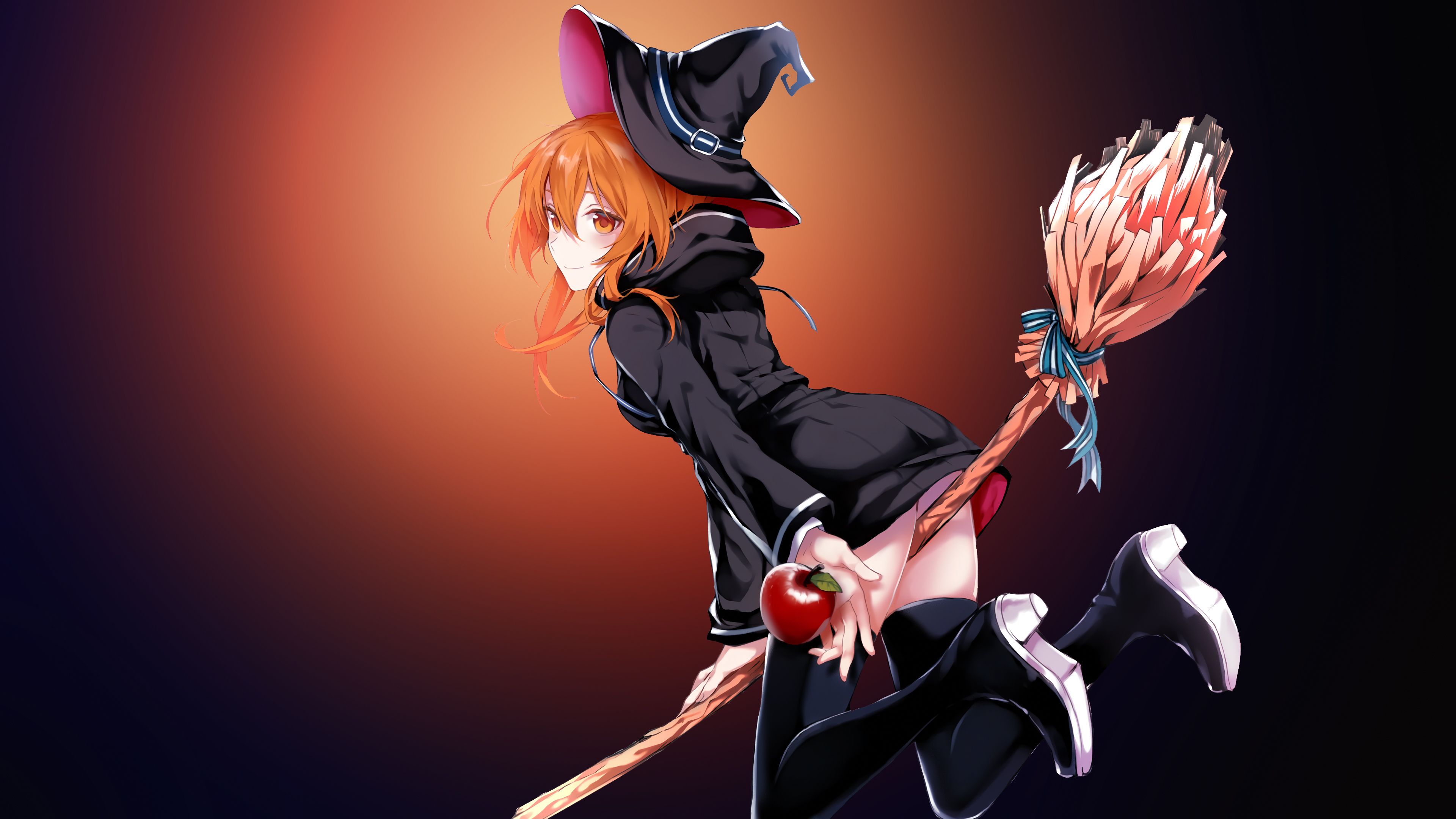 strega anime con scopa, 3840x2160 UHD, PC 4K