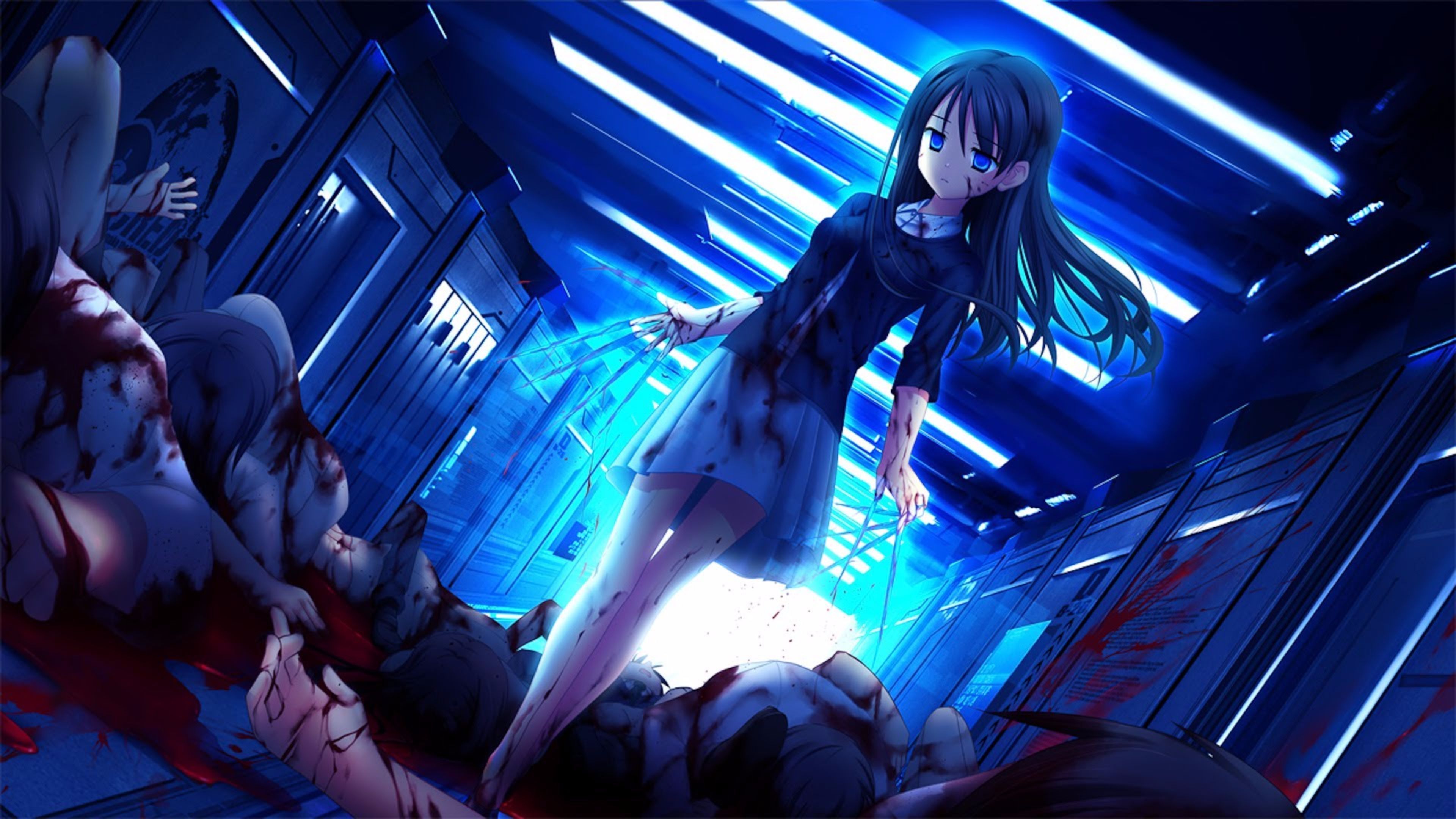 Ragazza anime treno notturno, 3840x2160 4K, Desktop 4K