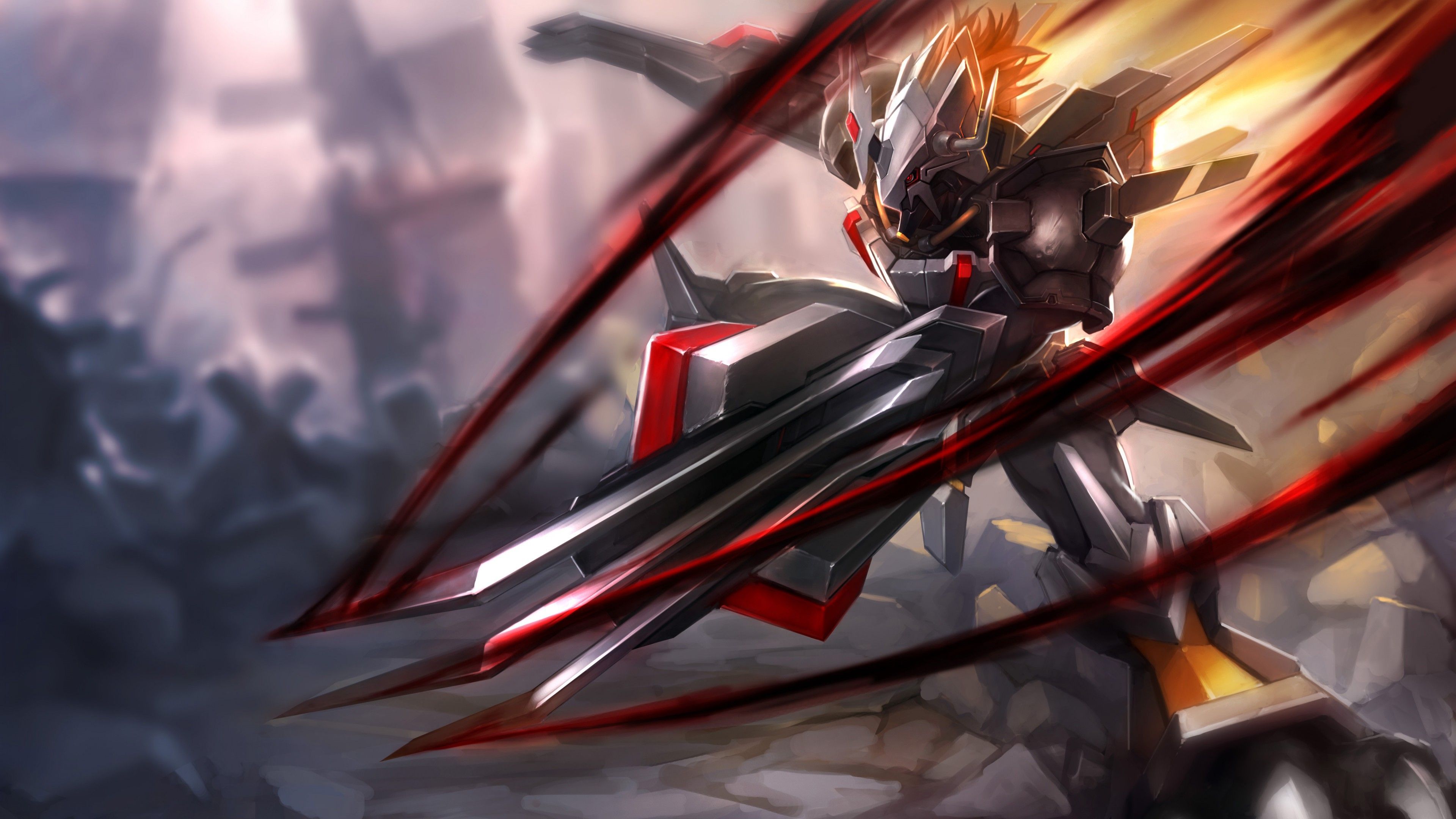Guerriero anime con spada rossa, 3840x2160 UHD, PC 4K