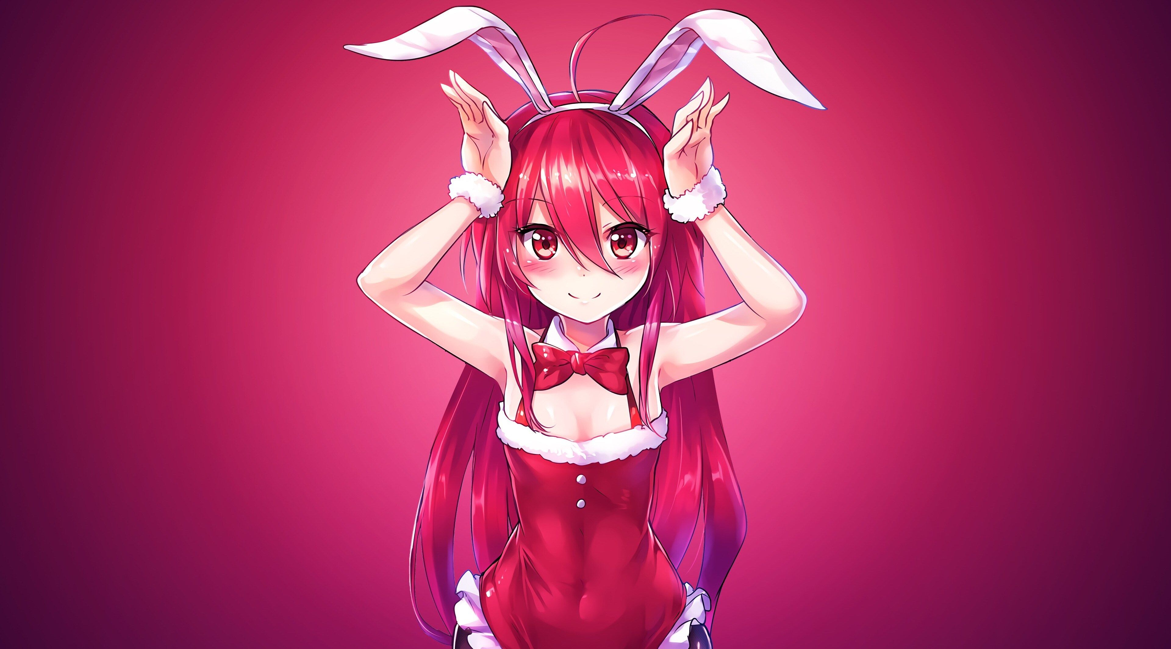 Ragazza anime coniglietta rossa, 3840x2130 Ultra HD, Monitor 4K