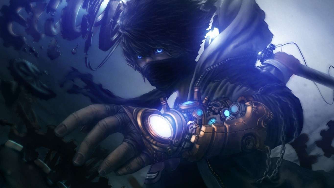 Personaggio robotico anime blu, 1365x768 720p, iMac