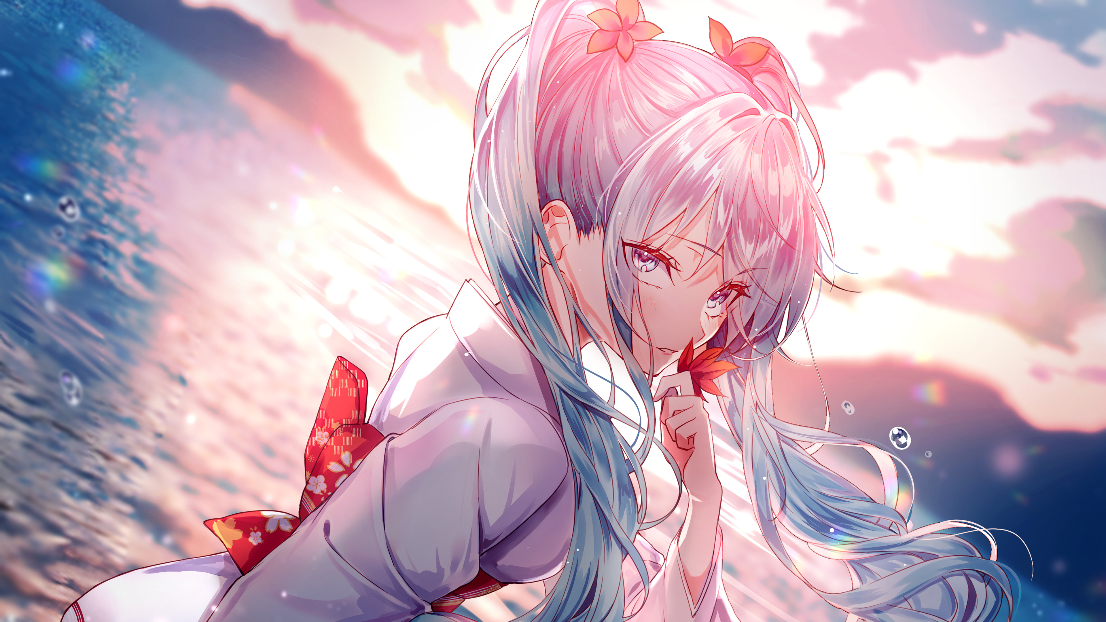 Ragazza anime capelli rosa, 3840x2160 4K Ultra HD, Monitor 4K
