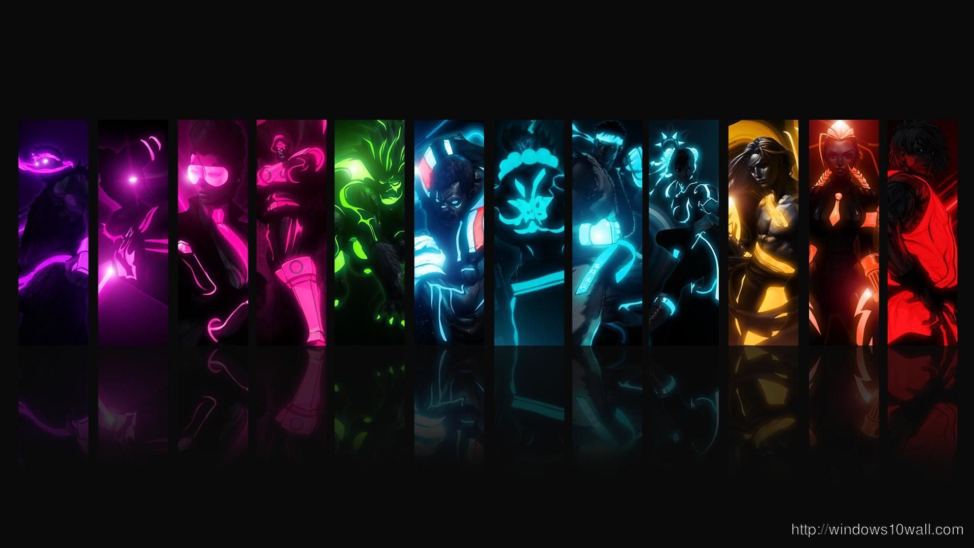 Personaggi anime silhouette colorate neon, 1920x1080 1080p, Desktop