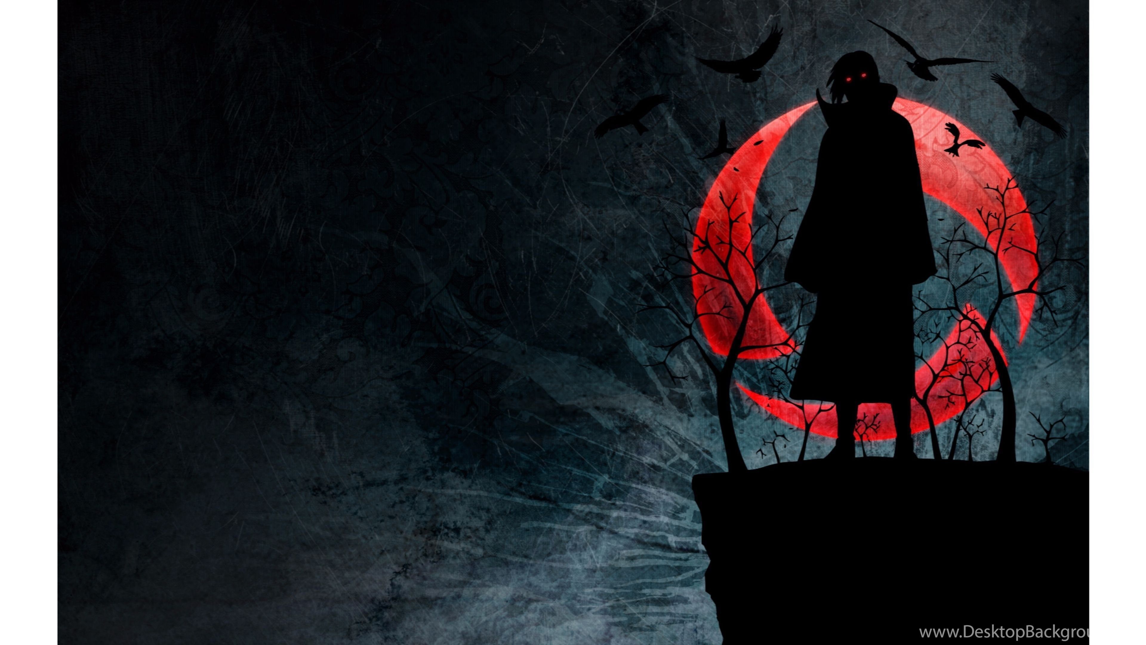 Itachi luna rossa notte, Naruto, 3840x2160 4K, Desktop 4K