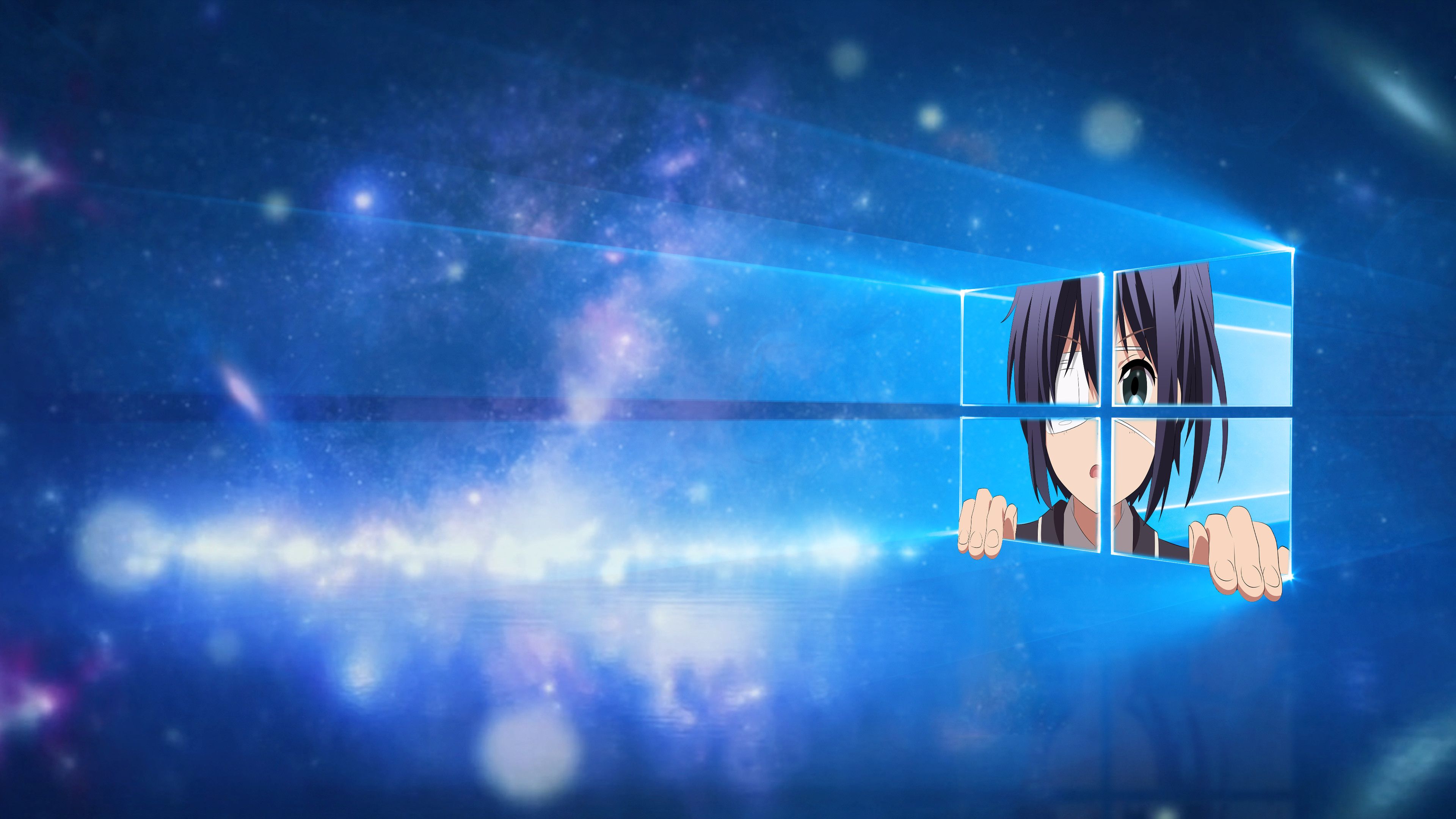 Ragazza anime logo Windows, sistema operativo Microsoft, 3840x2160 UHD, PC 4K