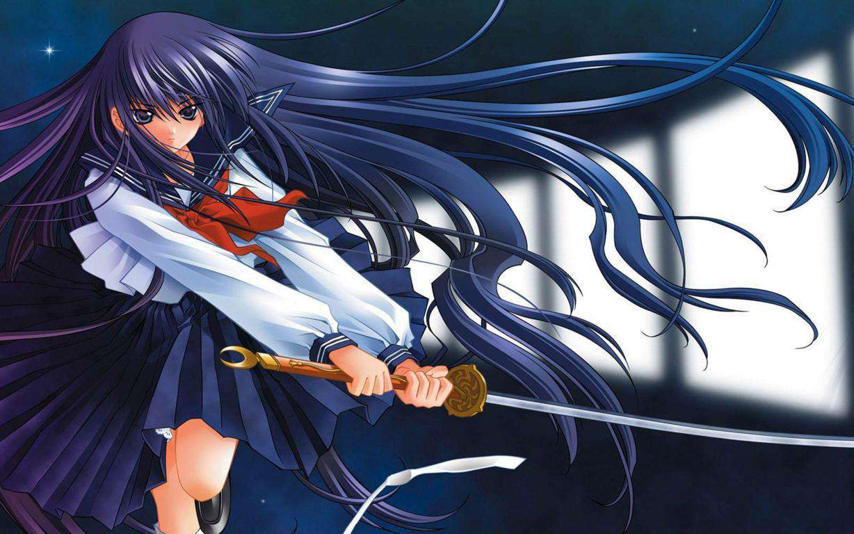 Ragazza anime con katana, 1228x768 HD, Desktop
