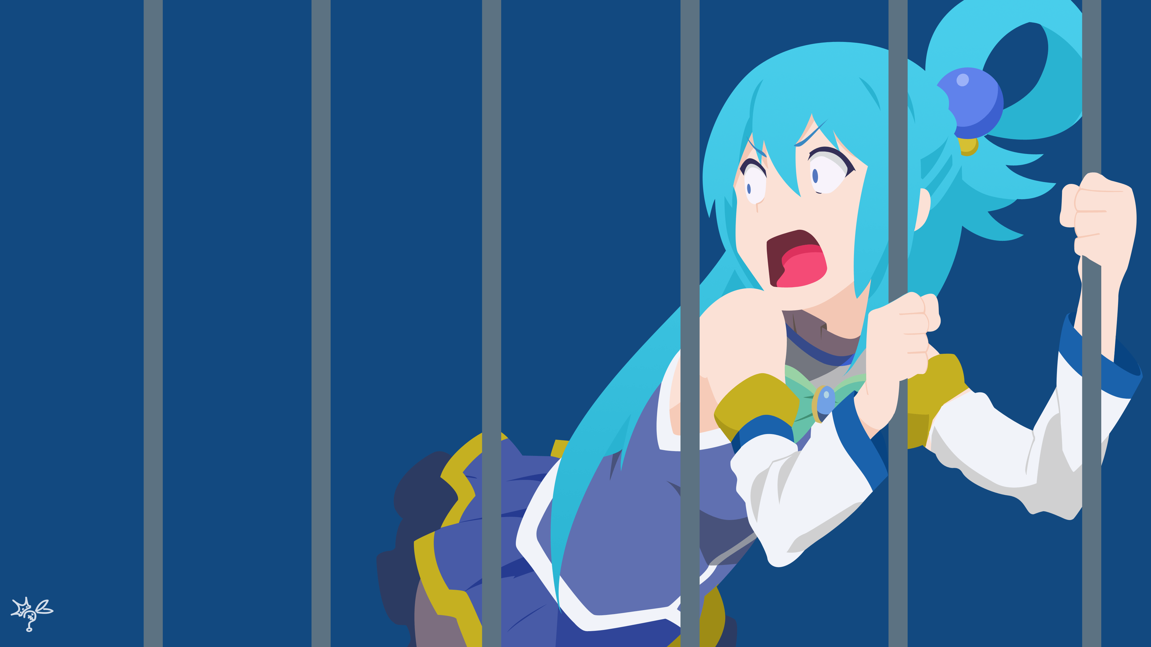 Aqua KonoSuba in gabbia, 3840x2160 4K, Desktop 4K