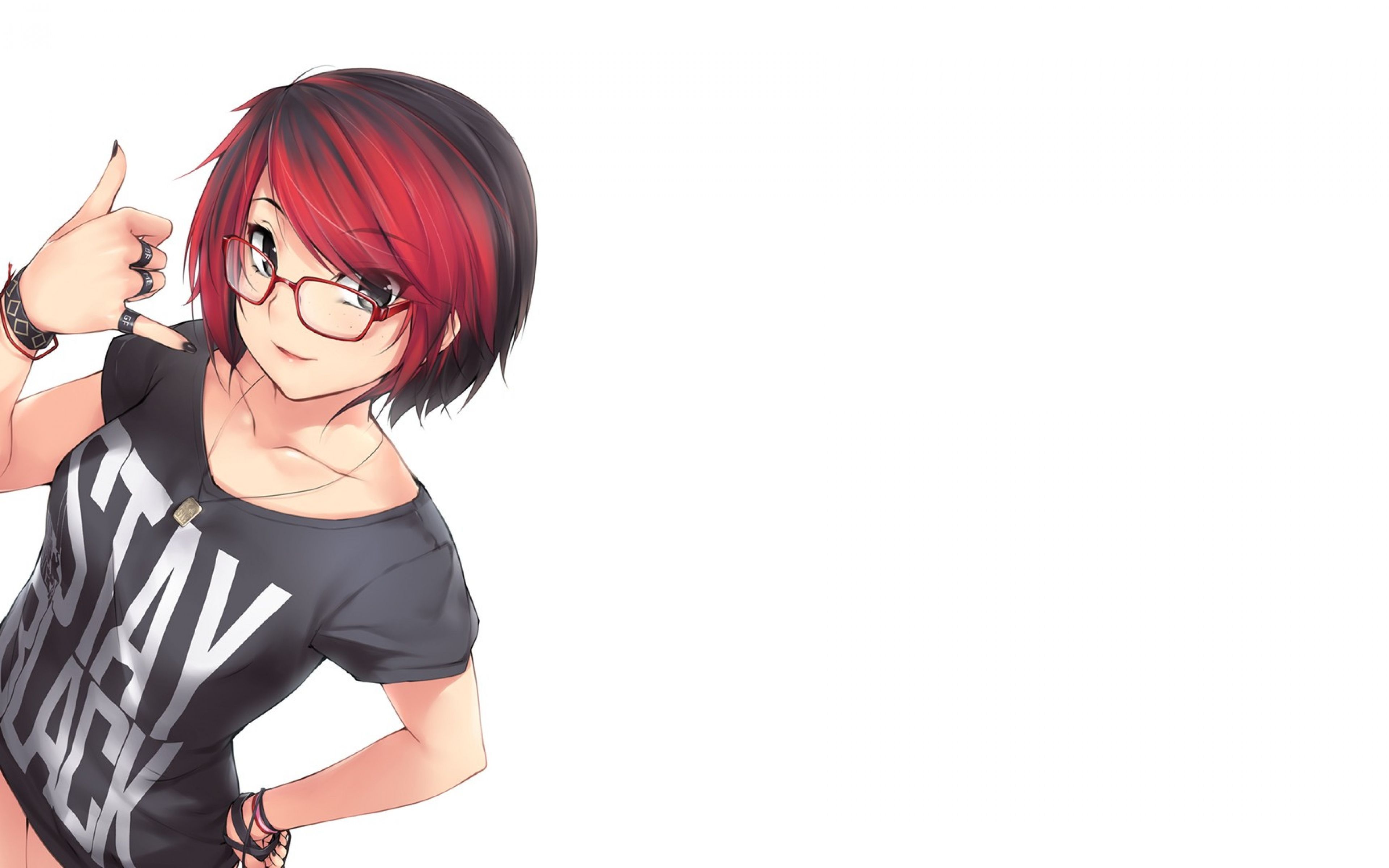 Ragazza anime capelli rossi occhiali, 3840x2400 Ultra HD, 4K TV
