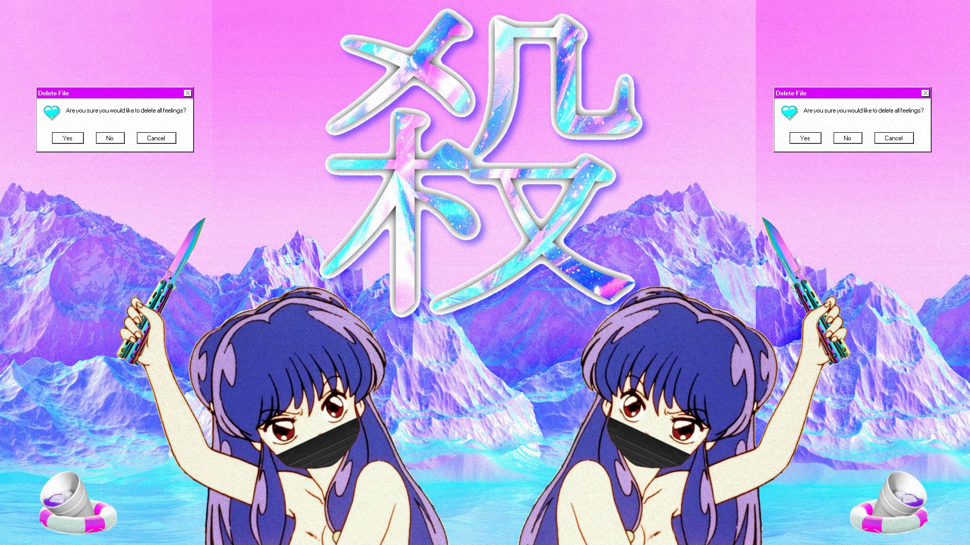 Anime vaporwave personaggio duplicato, 1920x1080 1080p, PC