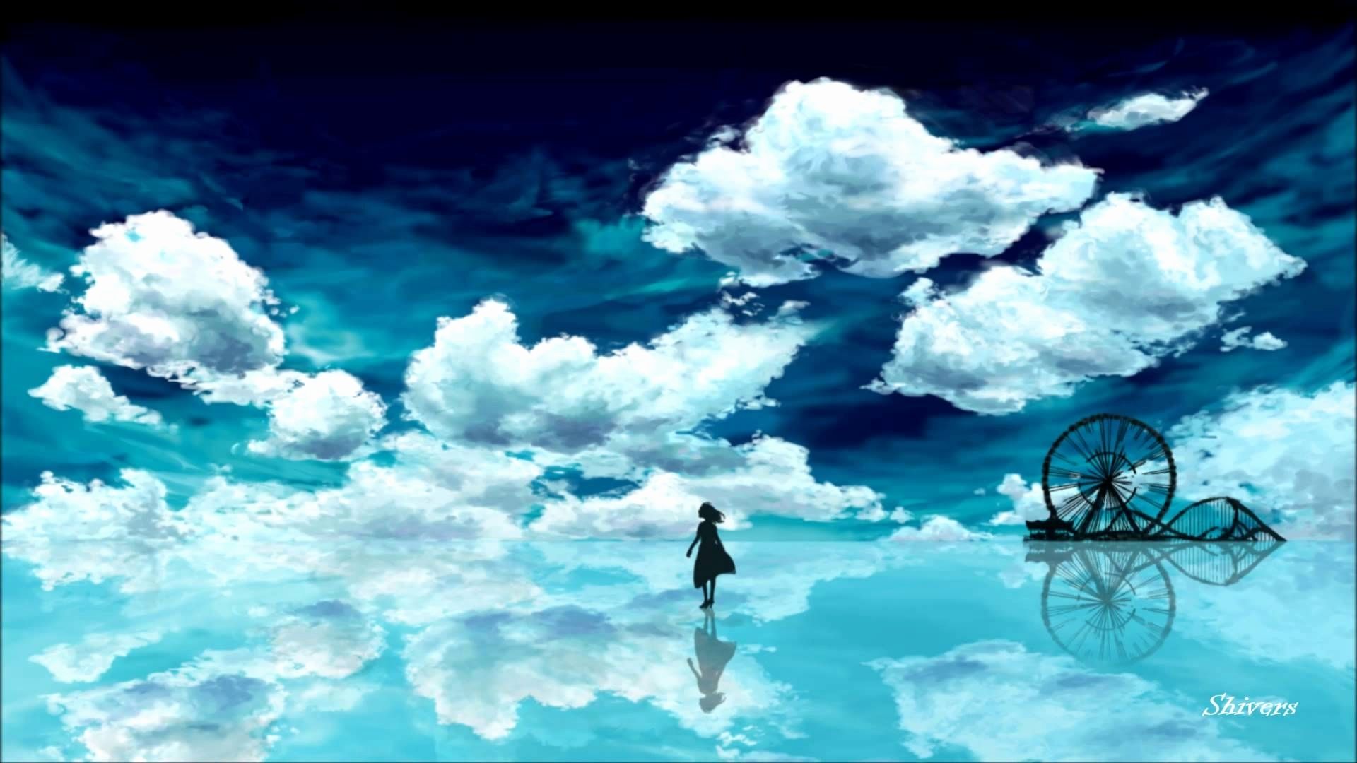 Figura solitaria cielo riflesso azzurro, 1920x1080 1080p, Monitor Gaming