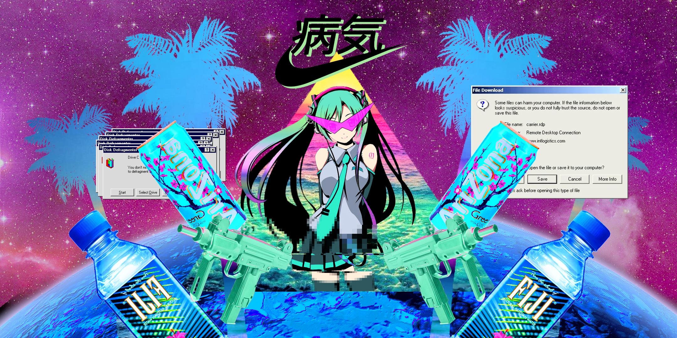 Personaggio anime vaporwave kanji, 1920x1080 1080p, PC Desktop