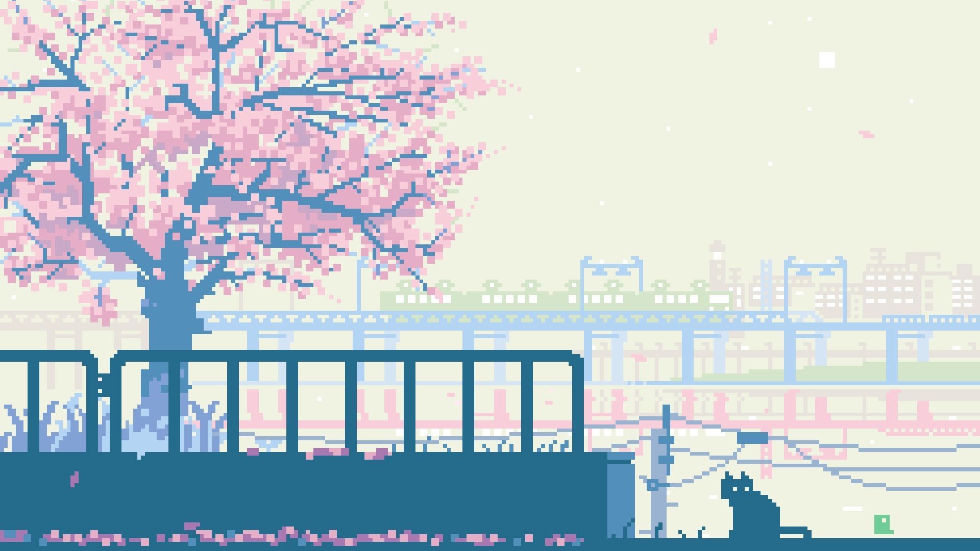 Ciliegio pixel art città, 1920x1080 Full HD, Monitor Gaming