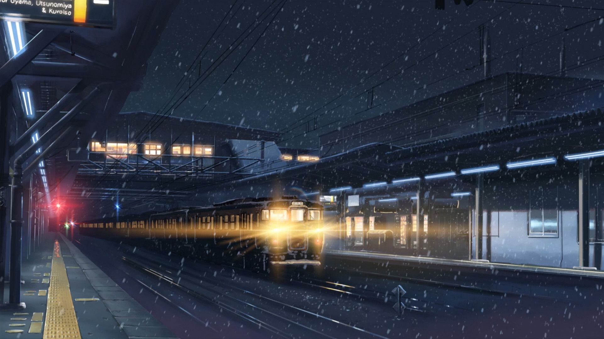Stazione treno anime notturna, 1920x1080 Full HD 1080p, Desktop