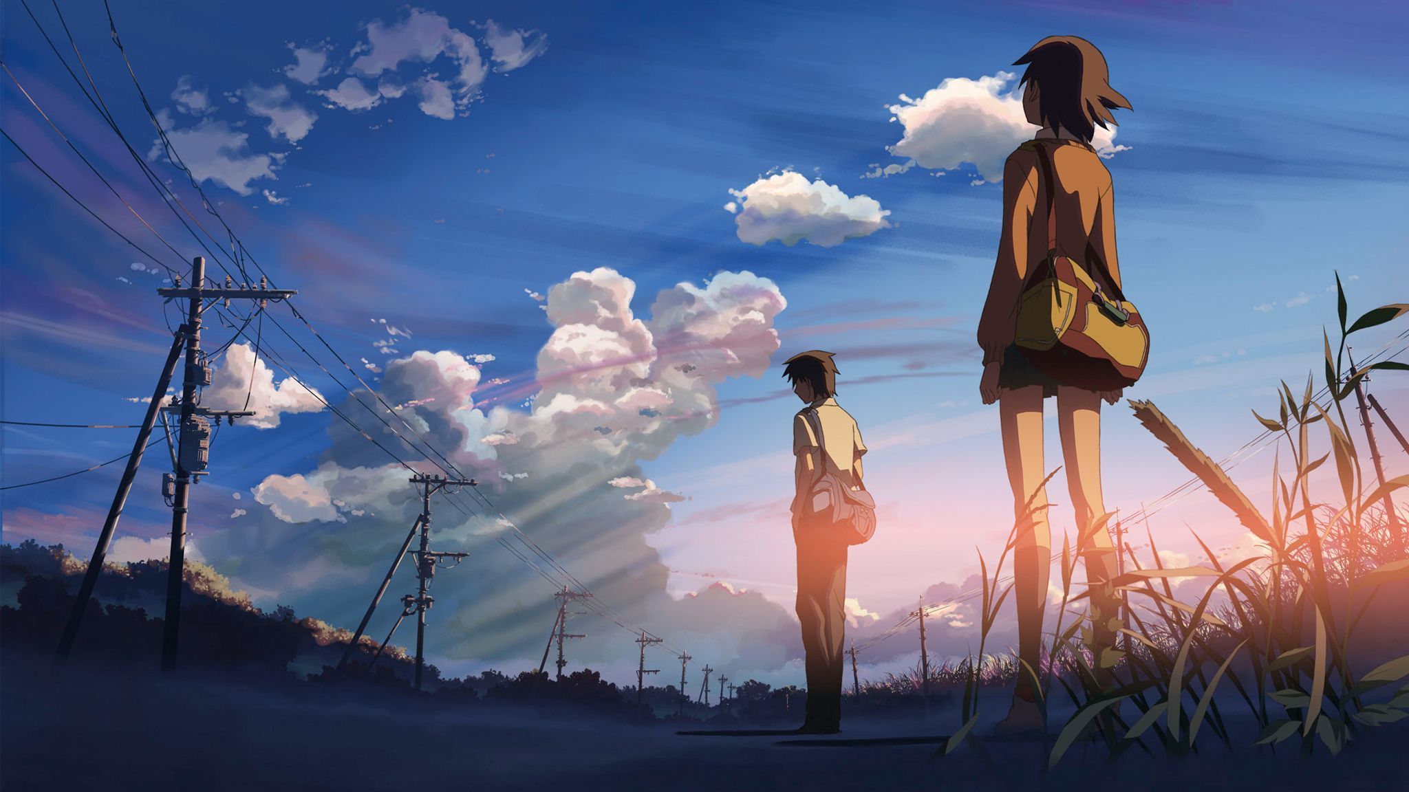 Personaggi anime tramonto campagna, 2048x1152 alta risoluzione, PC Desktop