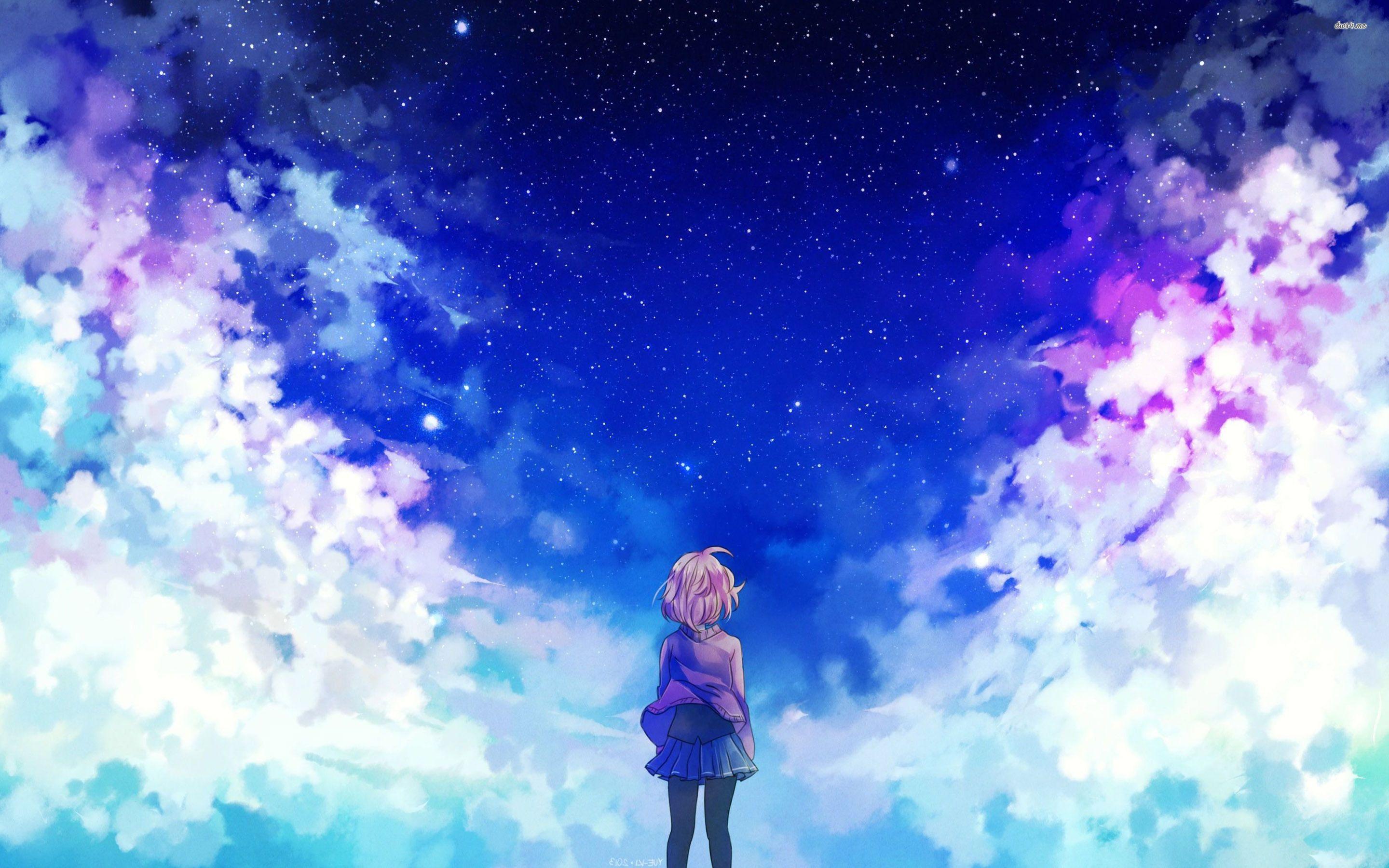 Ragazza anime cielo stellato, 2880x1800 2K, Monitor Gaming