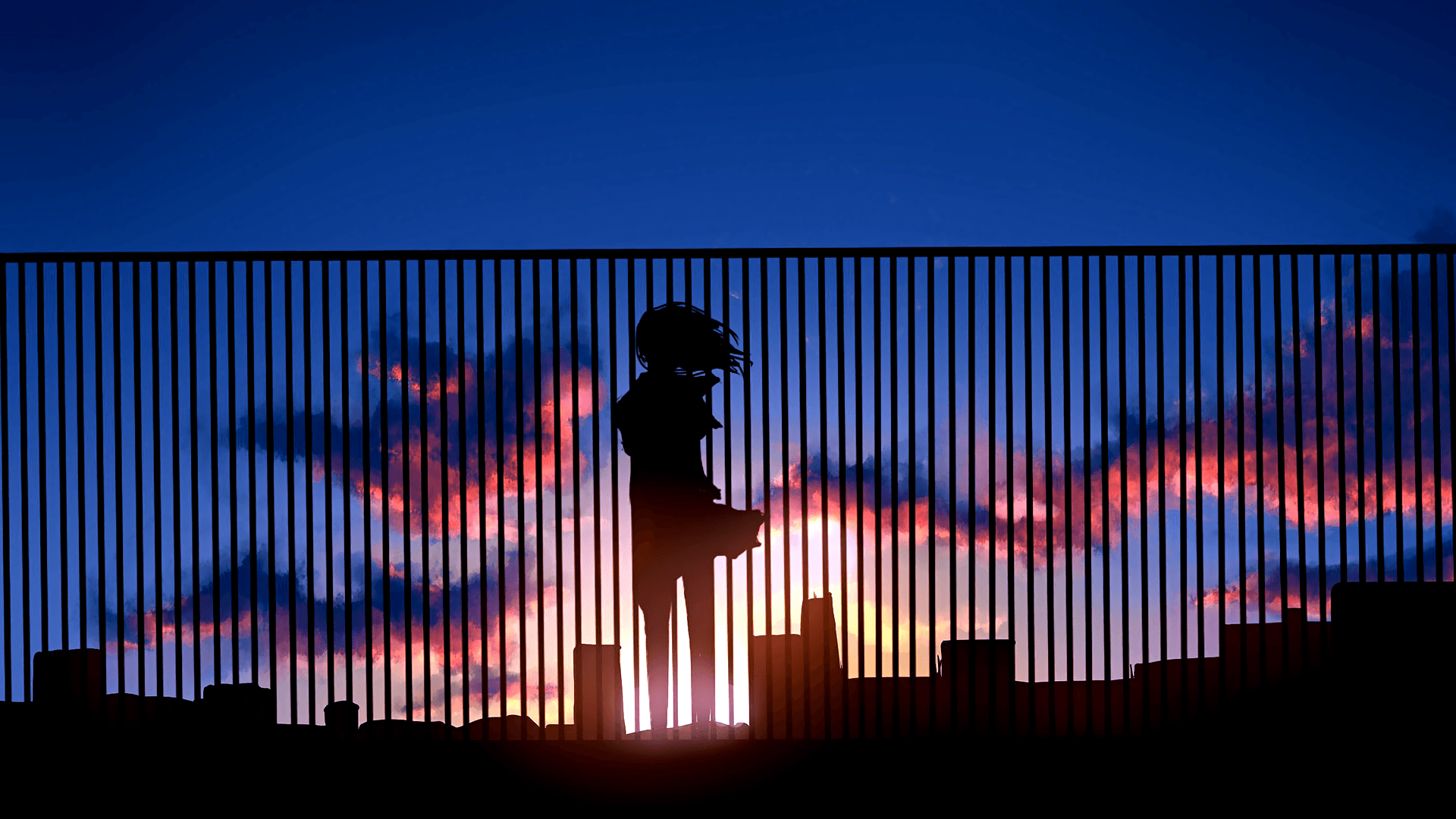 Silhouette ragazza tramonto ringhiera, 1920x1080 1080p, PC Desktop