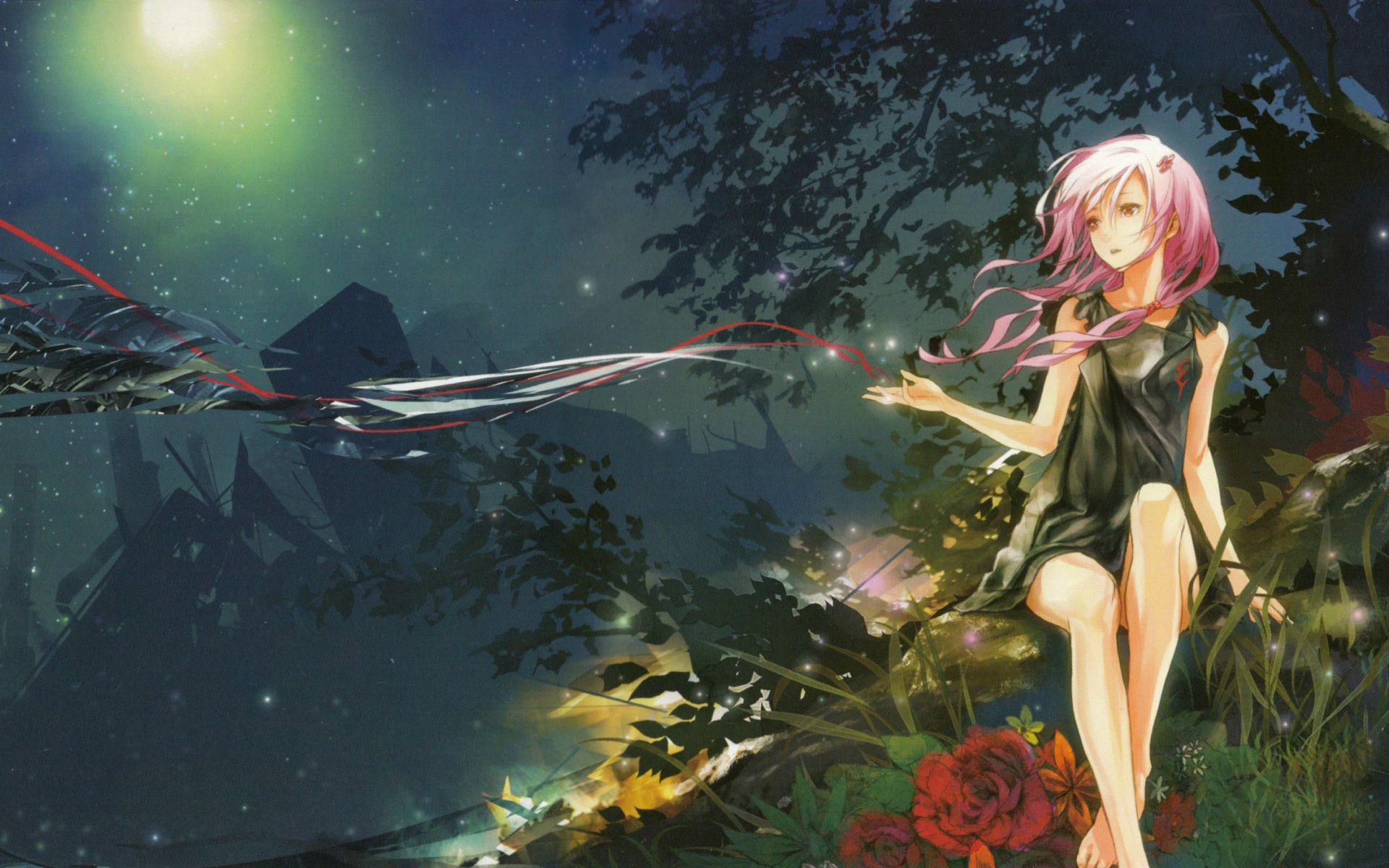 Ragazza anime capelli rosa notte, 1920x1200 WUXGA, Monitor Gaming