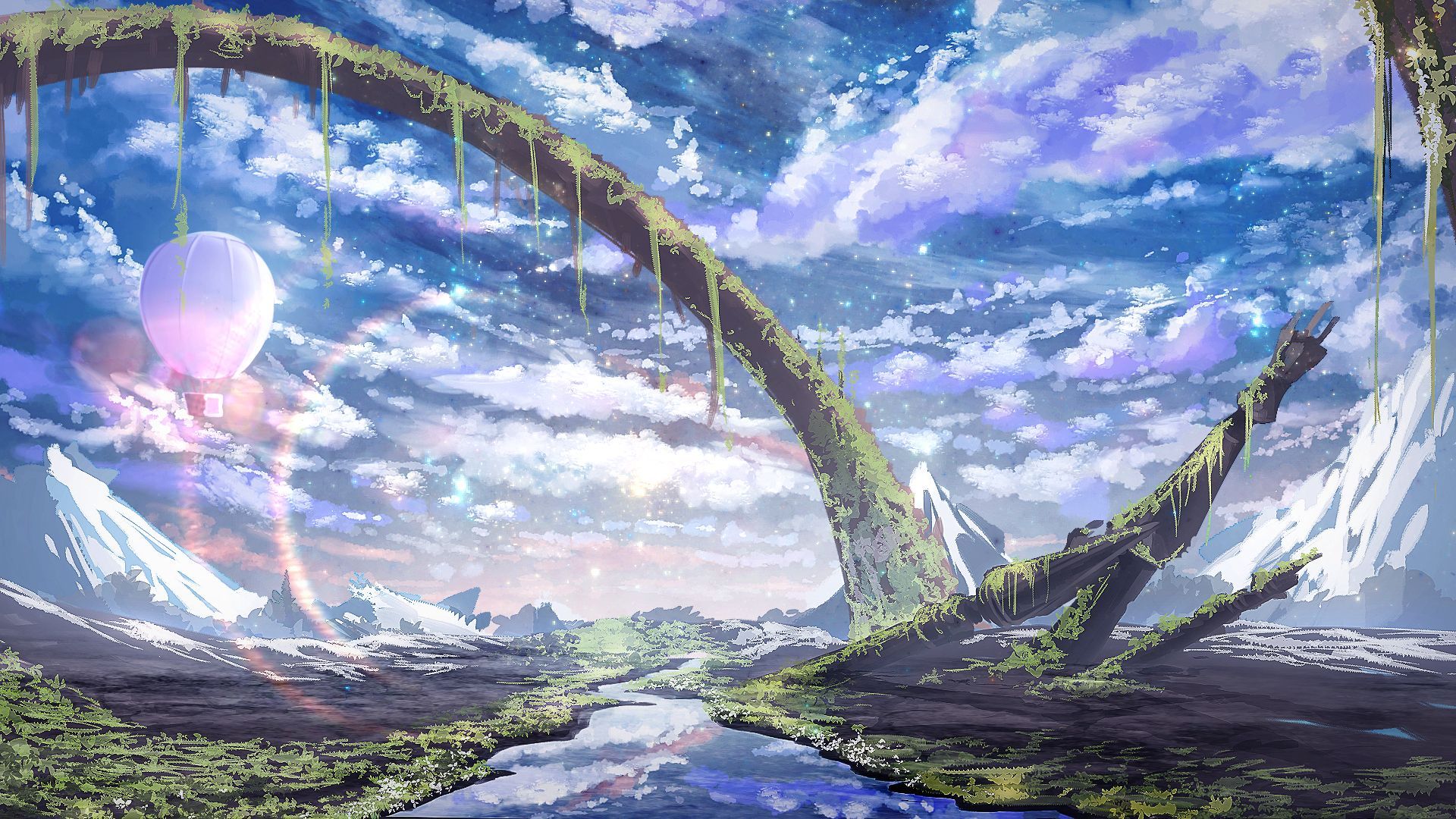 Arco fantasy paesaggio acquerello, 1920x1080 Full HD 1080p, PC Desktop
