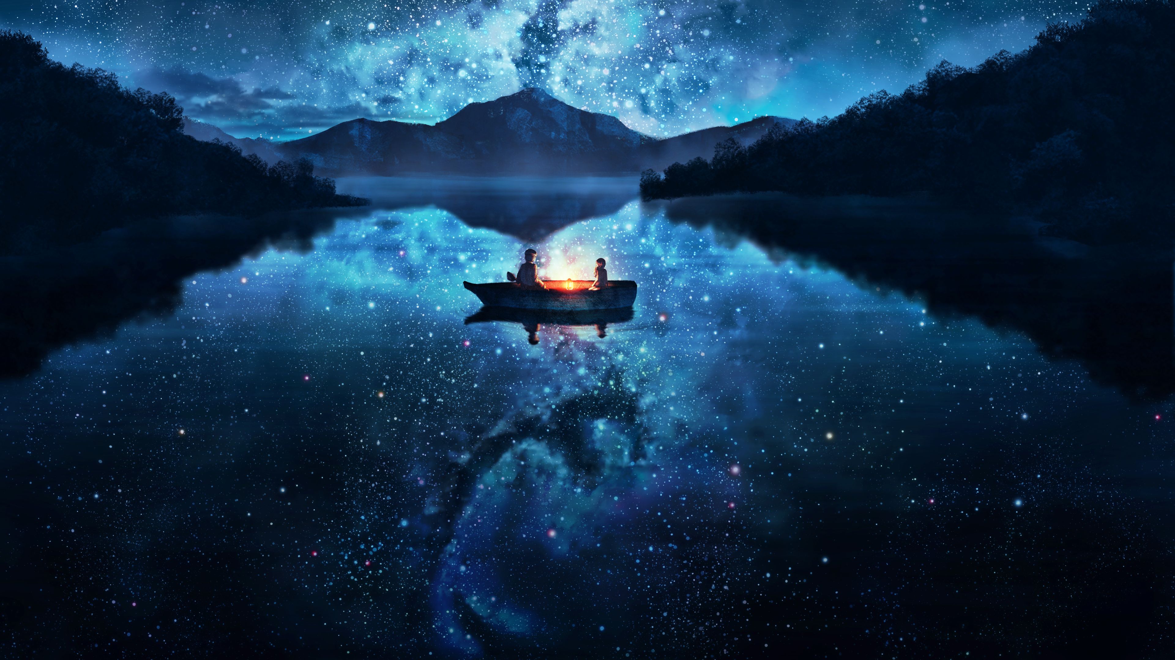 barca lago drago stellato, 3840x2160 Ultra HD, PC