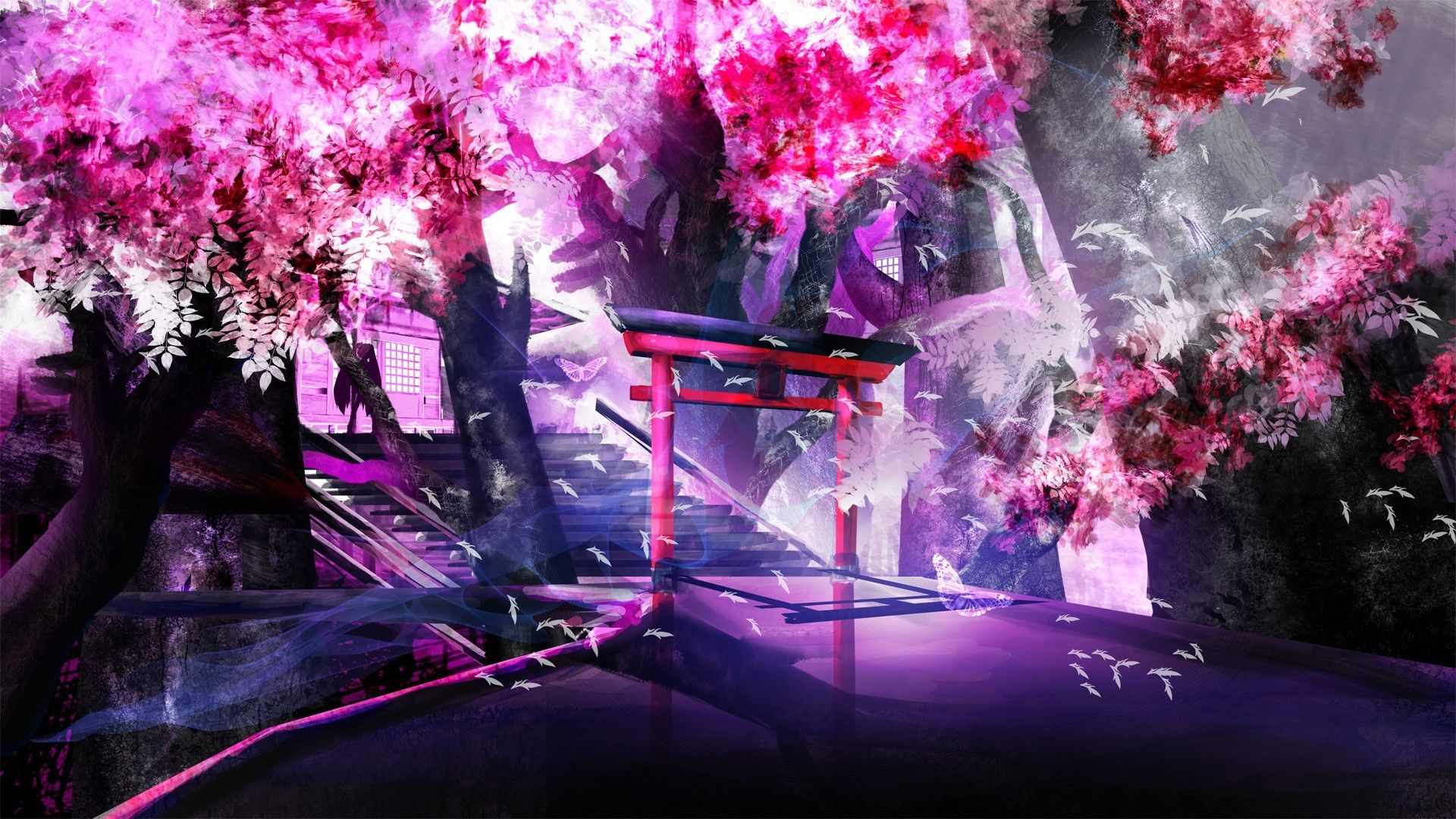 Torii con ciliegi in fiore, 1920x1080 1080p, Desktop