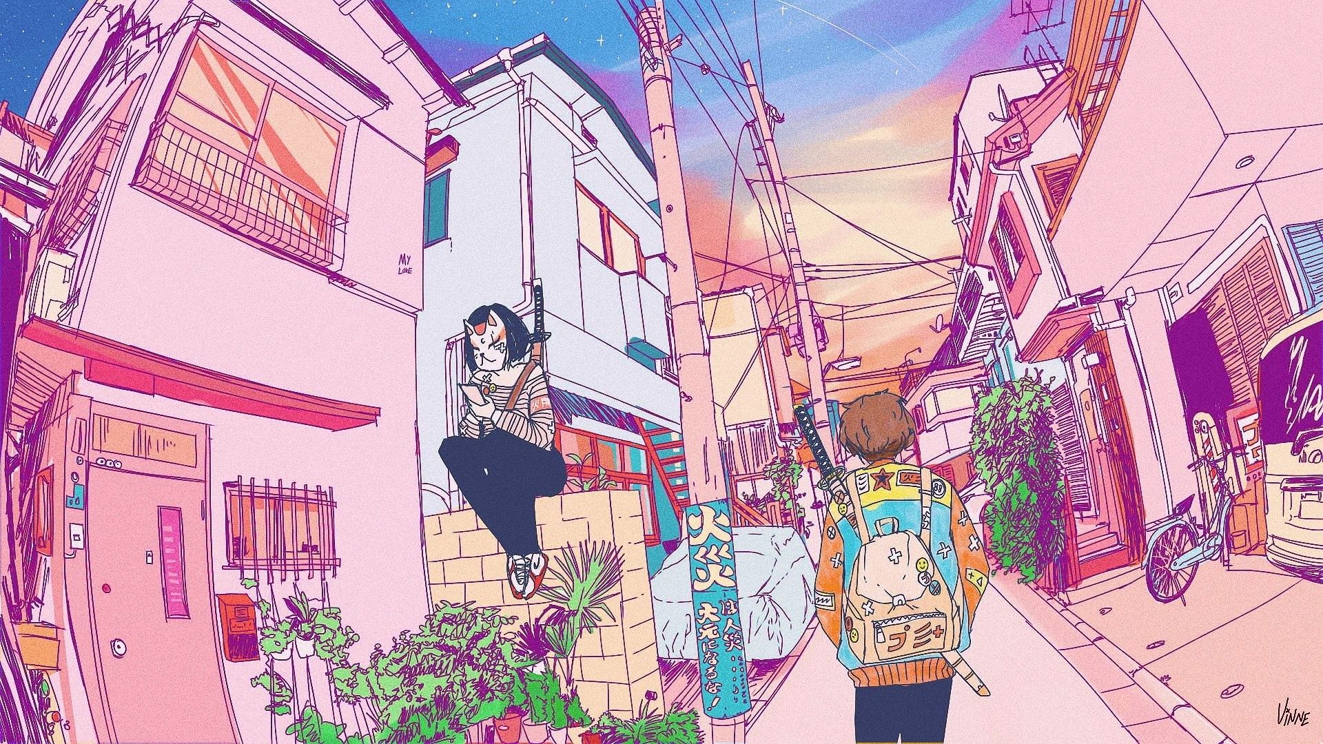 Vicolo anime pastello Giappone, 1920x1080 1080p, Laptop