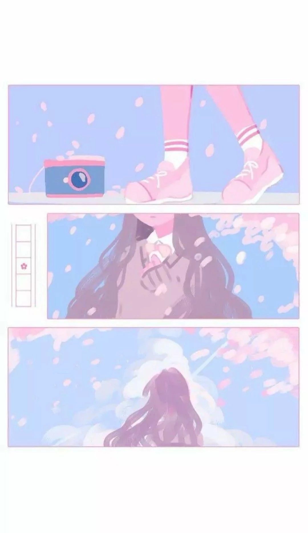 Ragazza anime pastello con fotocamera, 1080x1867 Full HD Verticale, Smartphone