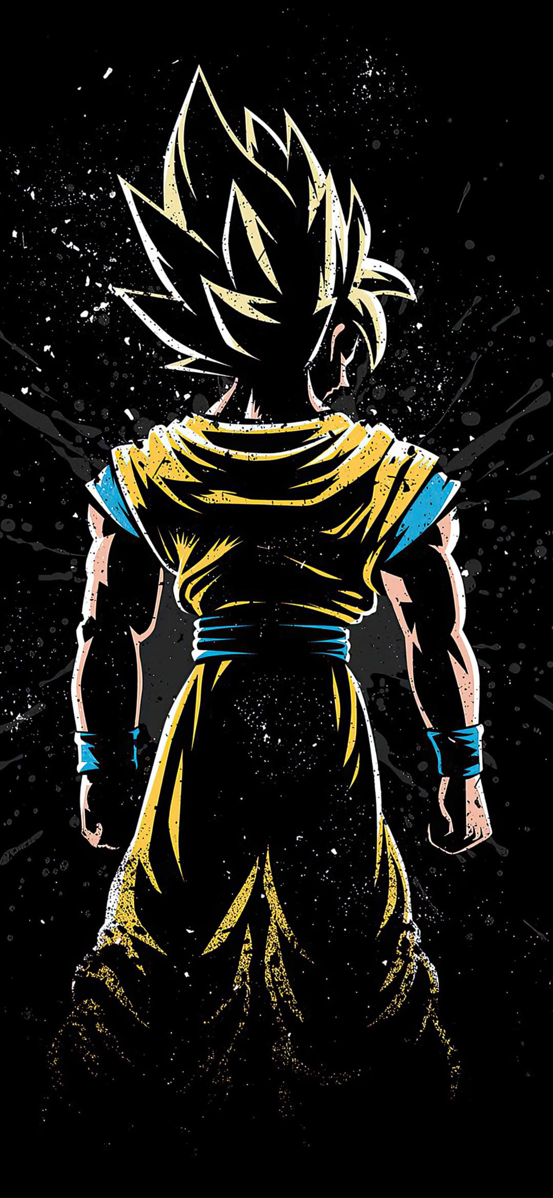 Goku Super Saiyan sfondo nero, Dragon Ball, 1080x2340 Full HD Verticale, iPhone