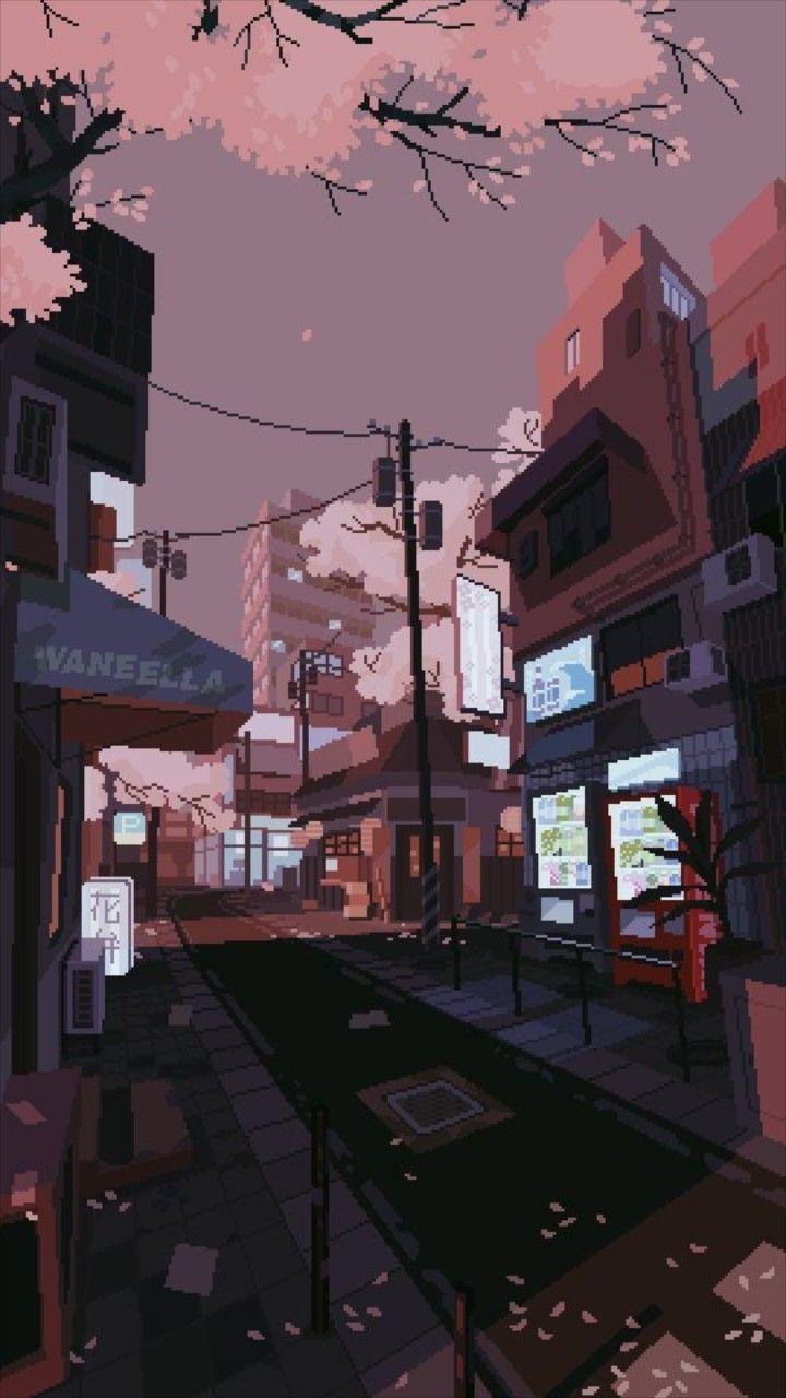 Strada anime con ciliegi, 720x1280 Full HD Verticale, Smartphone
