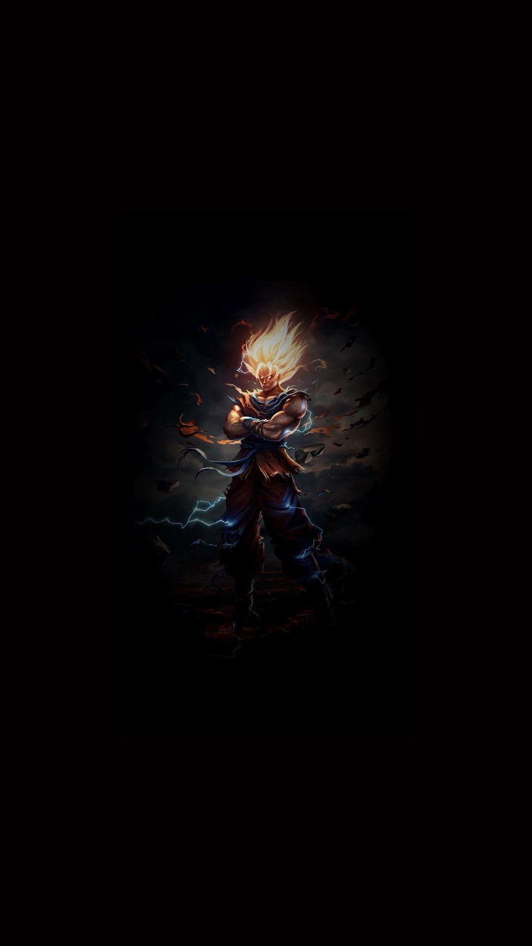 Guerriero Saiyan aura dorata, 1080x1920 Full HD Verticale, iPhone