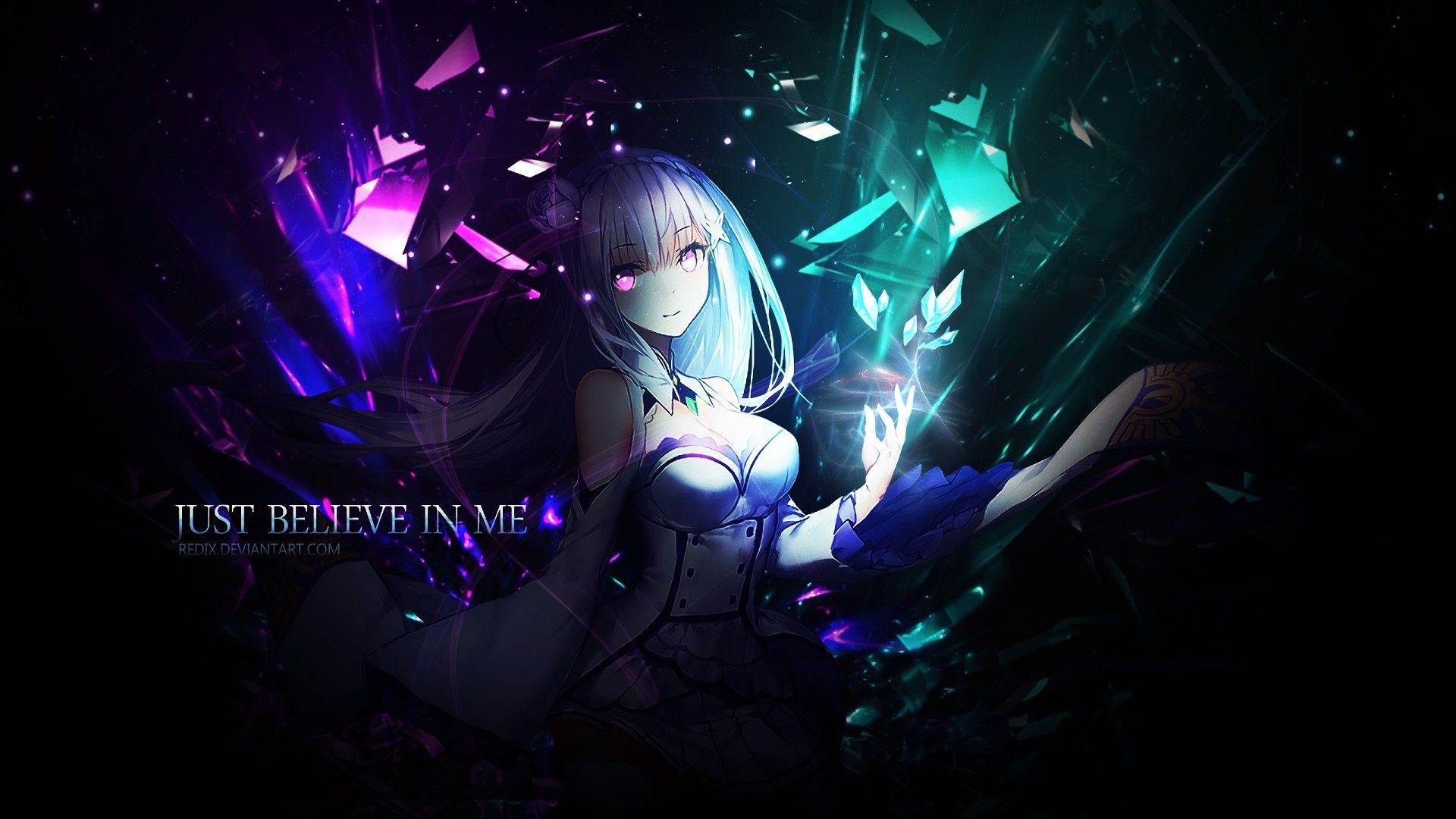 Personaggio anime cristalli viola verdi, 1920x1080 1080p, Desktop
