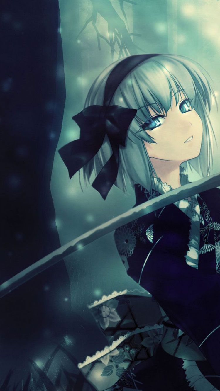 Ragazza anime con spada e katana, 750x1334 Verticale, Telefono