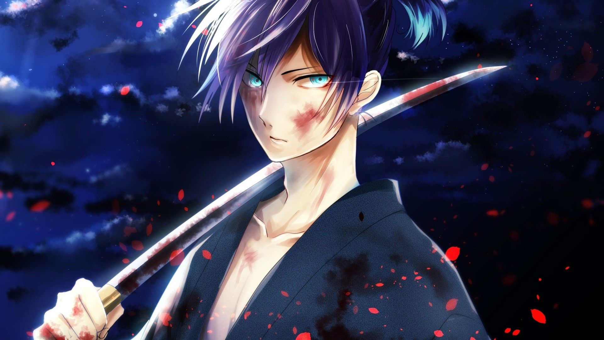 Samurai anime con katana, 1920x1080 Full HD, Desktop