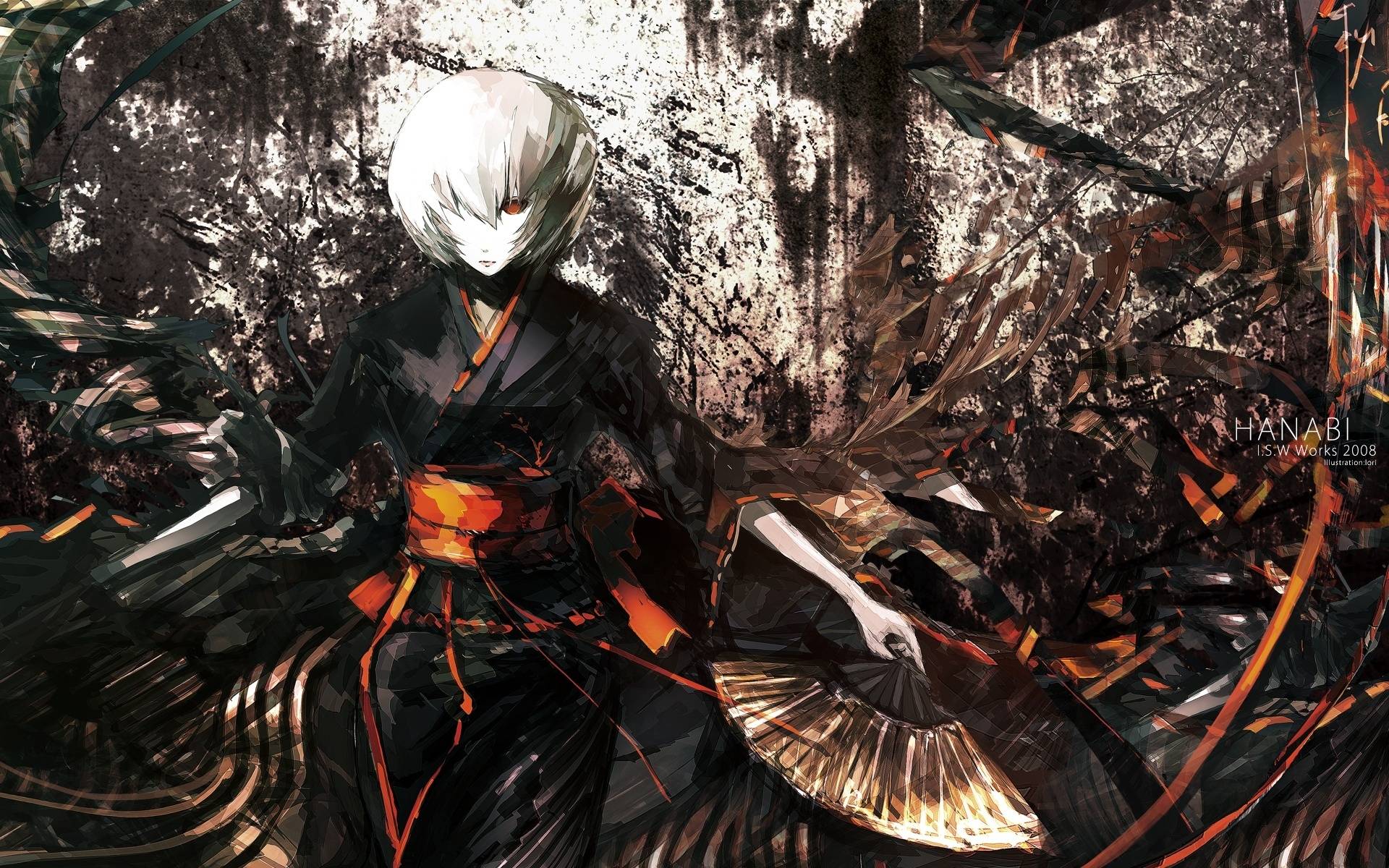 Personaggio anime kimono nero, 1920x1200 WUXGA, PC Desktop