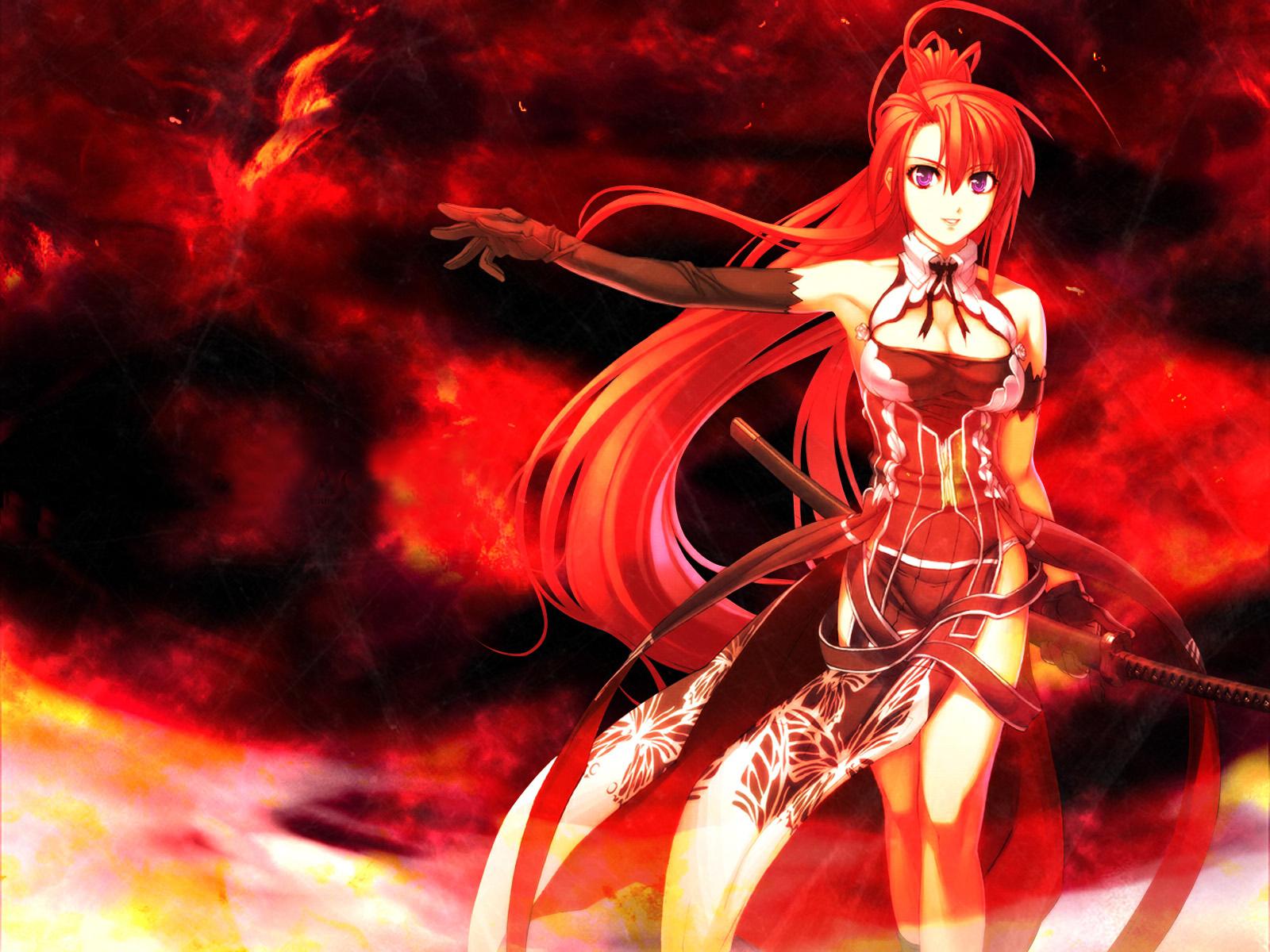 Personaggio anime capelli rossi fiamme, 1600x1200 HD, Lenovo Legion