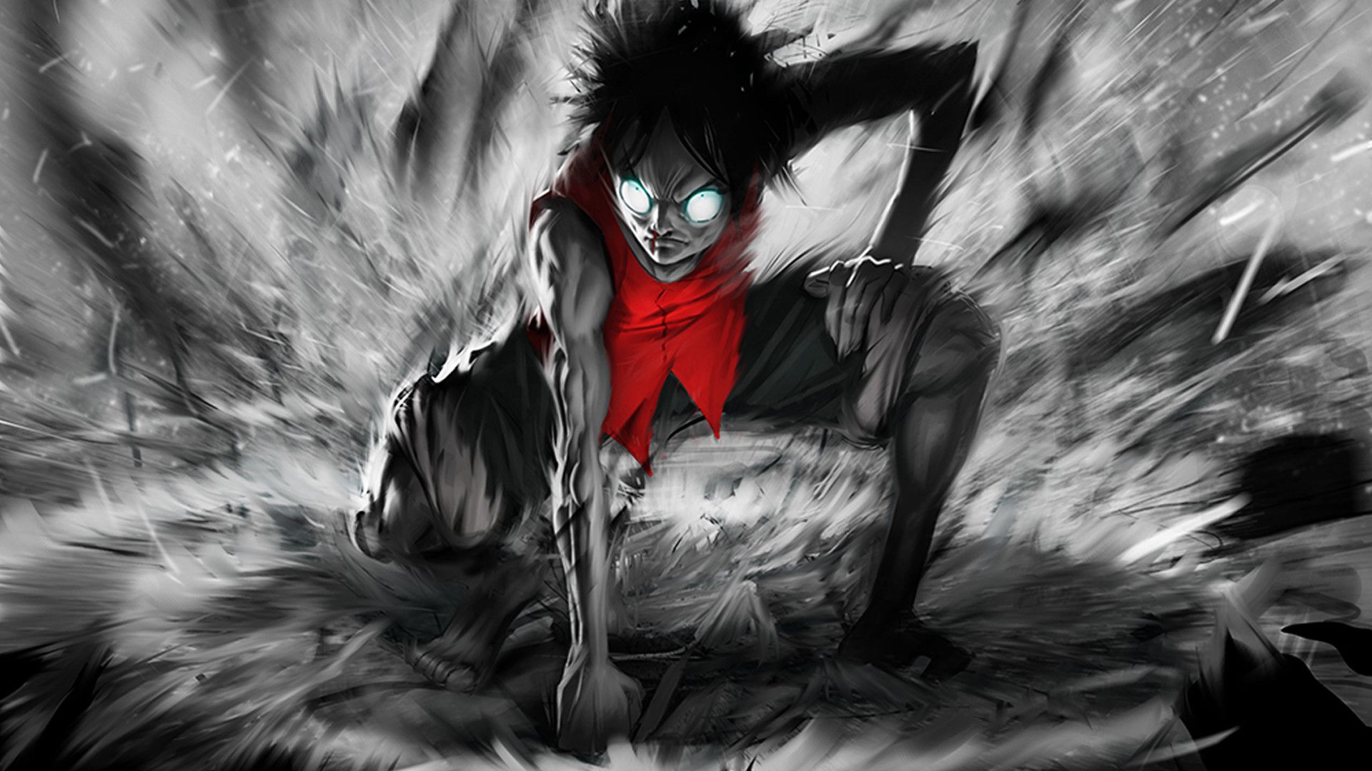 Luffy One Piece bianco e nero, Eiichiro Oda, 1920x1080 1080p, Laptop