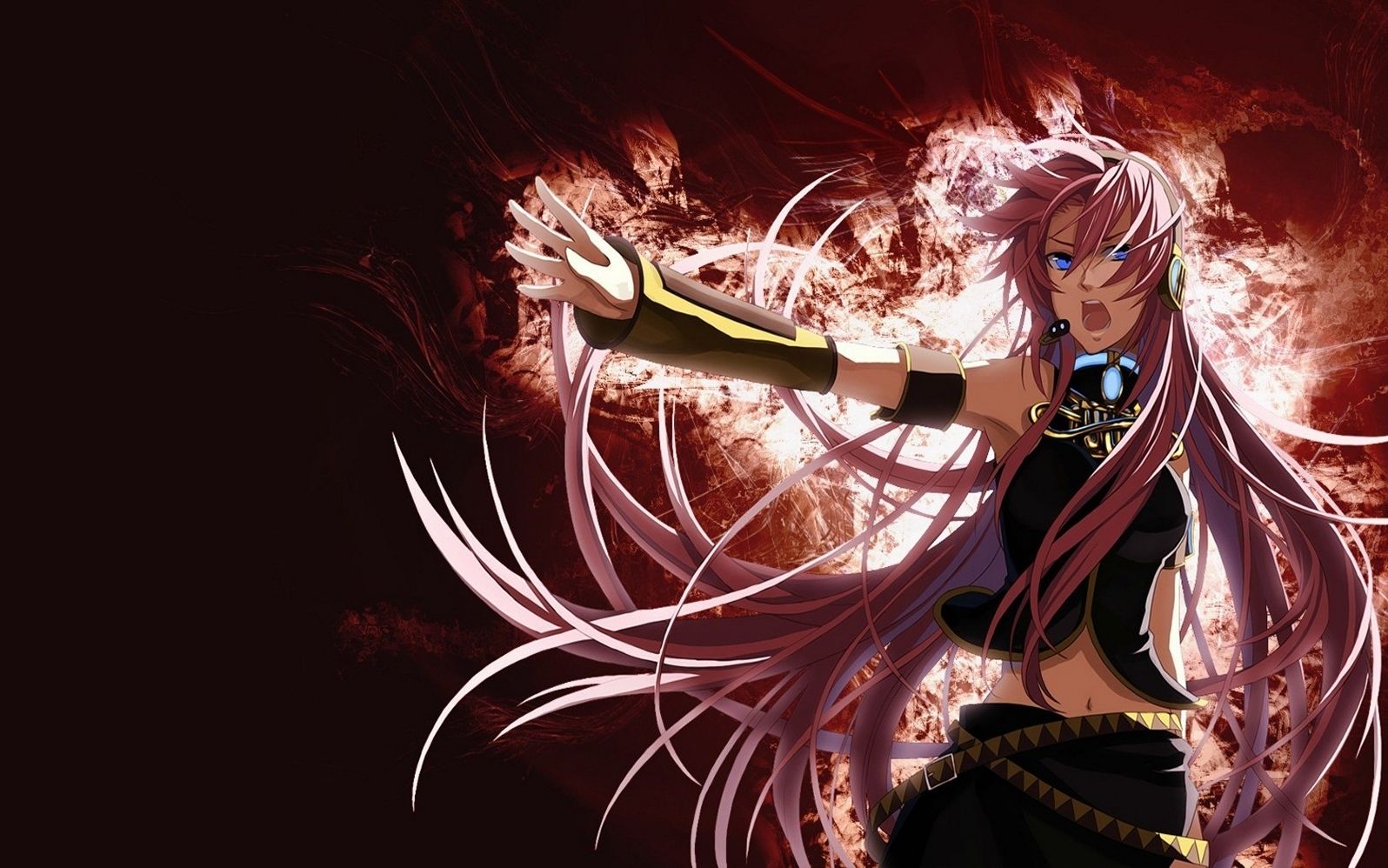 Ragazza anime capelli rosa fiamme, 1596x998 720p, Laptop