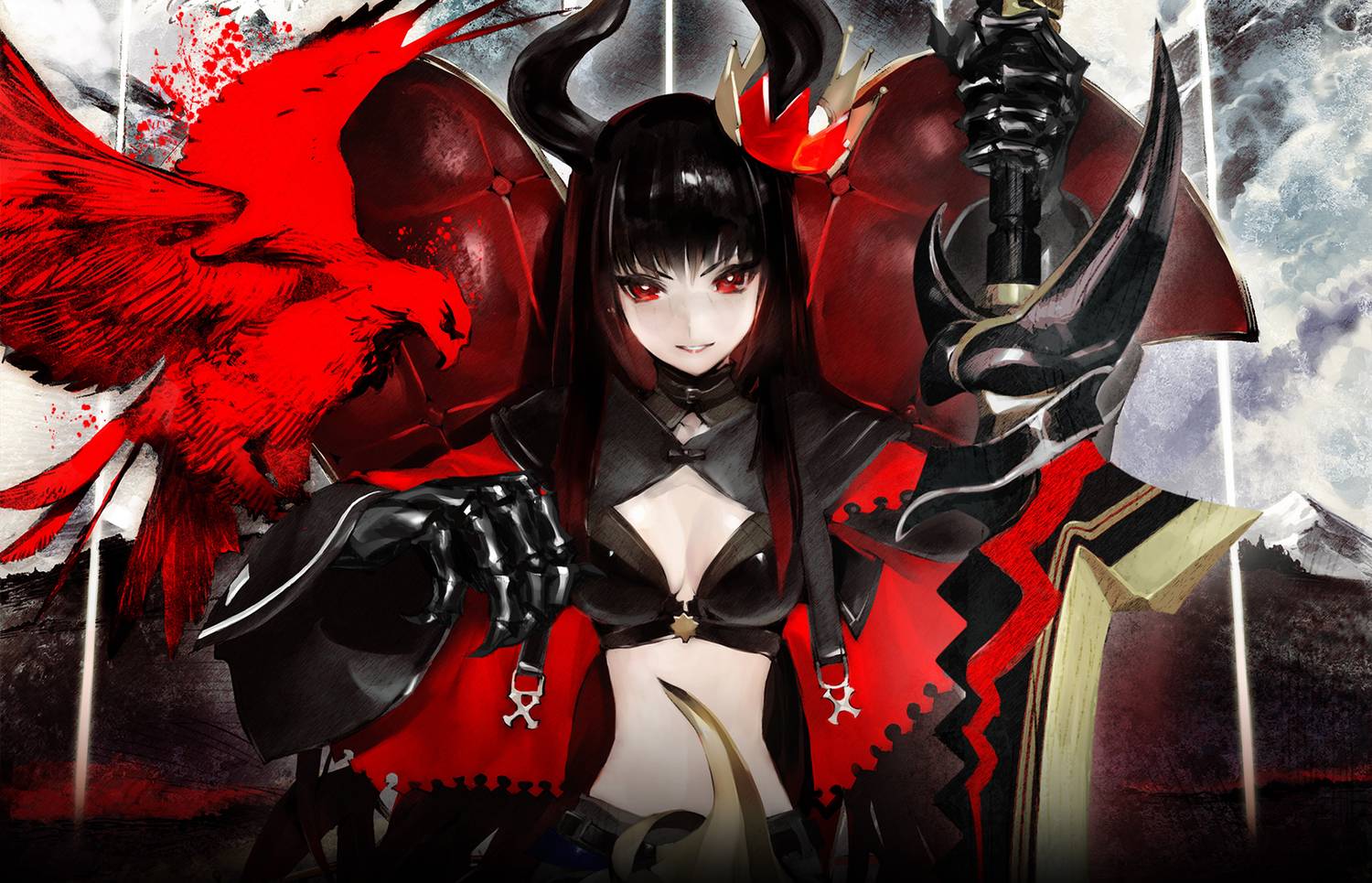 Ragazza anime demone rosso nero, 1500x965 HD, ROG Asus Laptop
