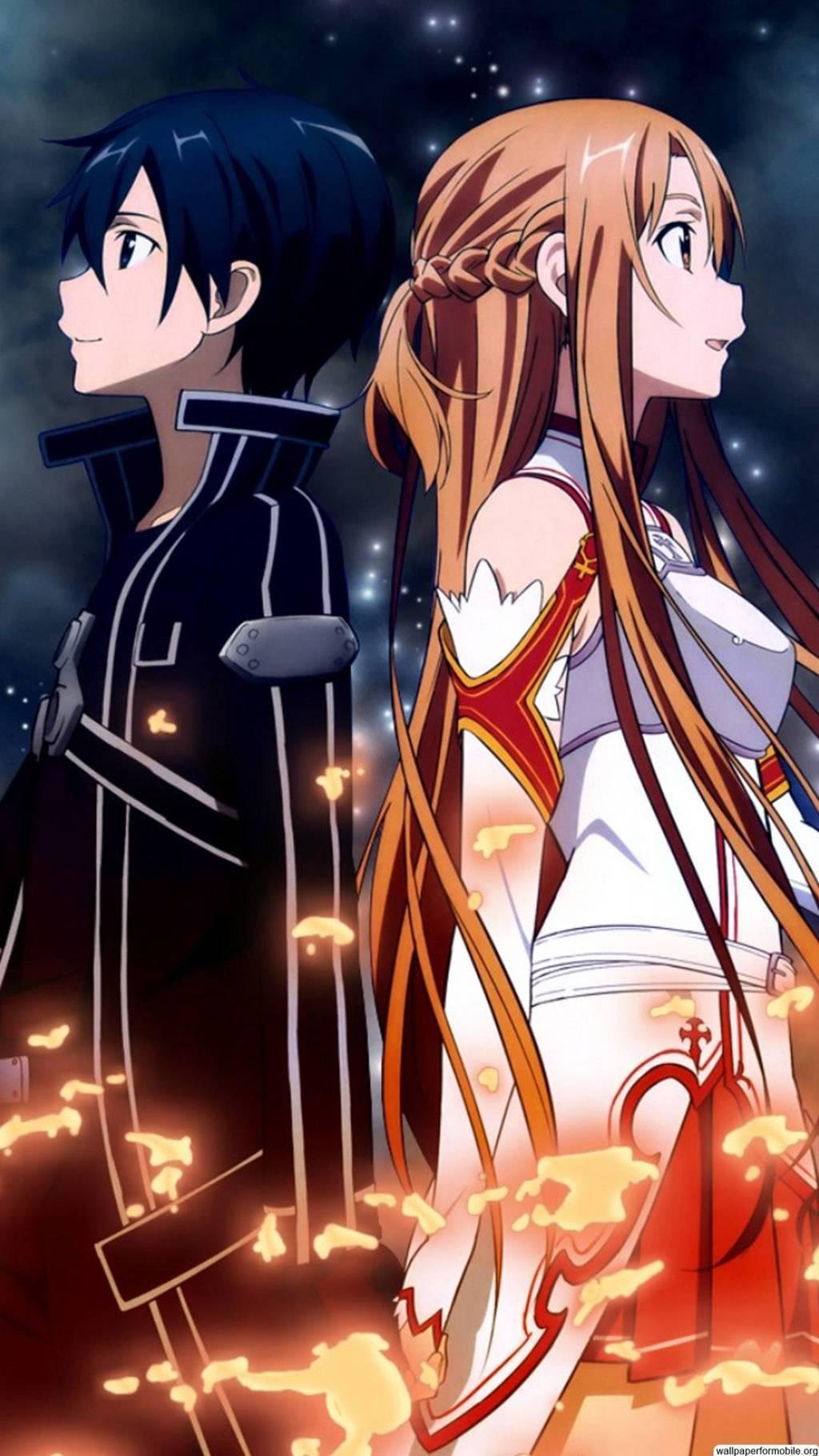Kirito e Asuna, Sword Art Online, Kazuto Kirigaya, 1024x1820 Verticale, Telefono