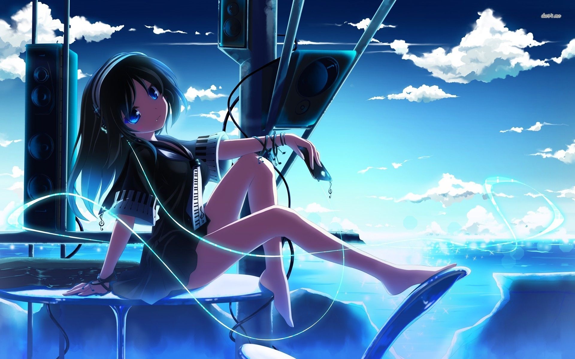 Ragazza anime con cuffie blu, 1920x1200 Full HD+ WUXGA, PC Desktop