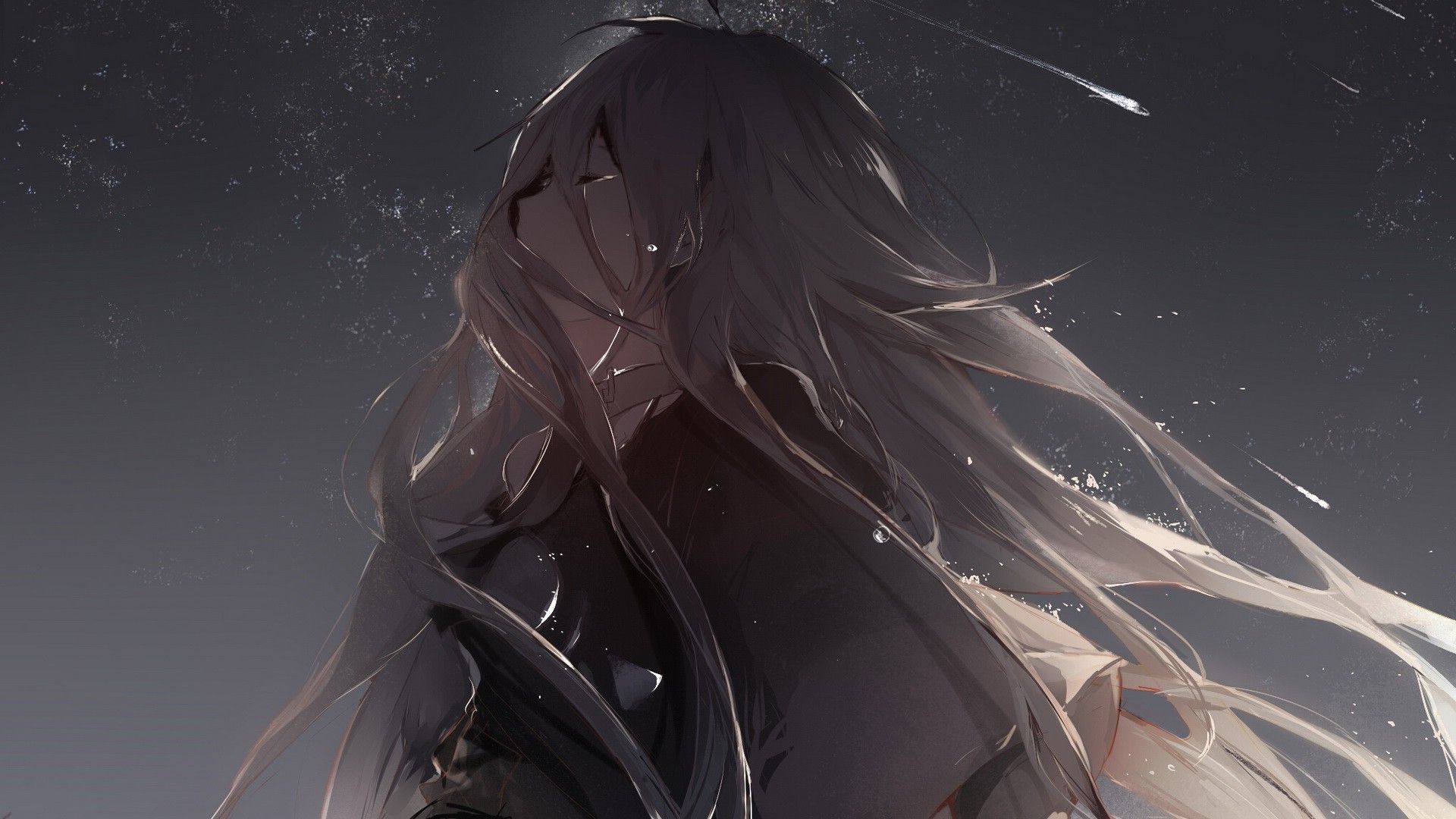 Ragazza anime capelli chiari piangente, 1920x1080 1080p, PC