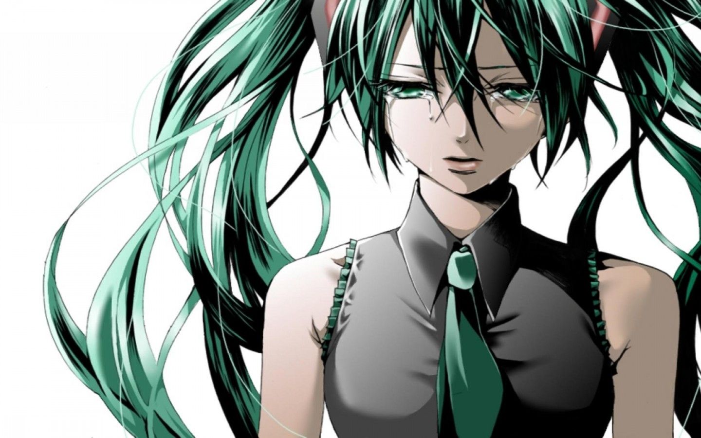 Ragazza anime capelli verdi piange, 1440x900 HD, Desktop