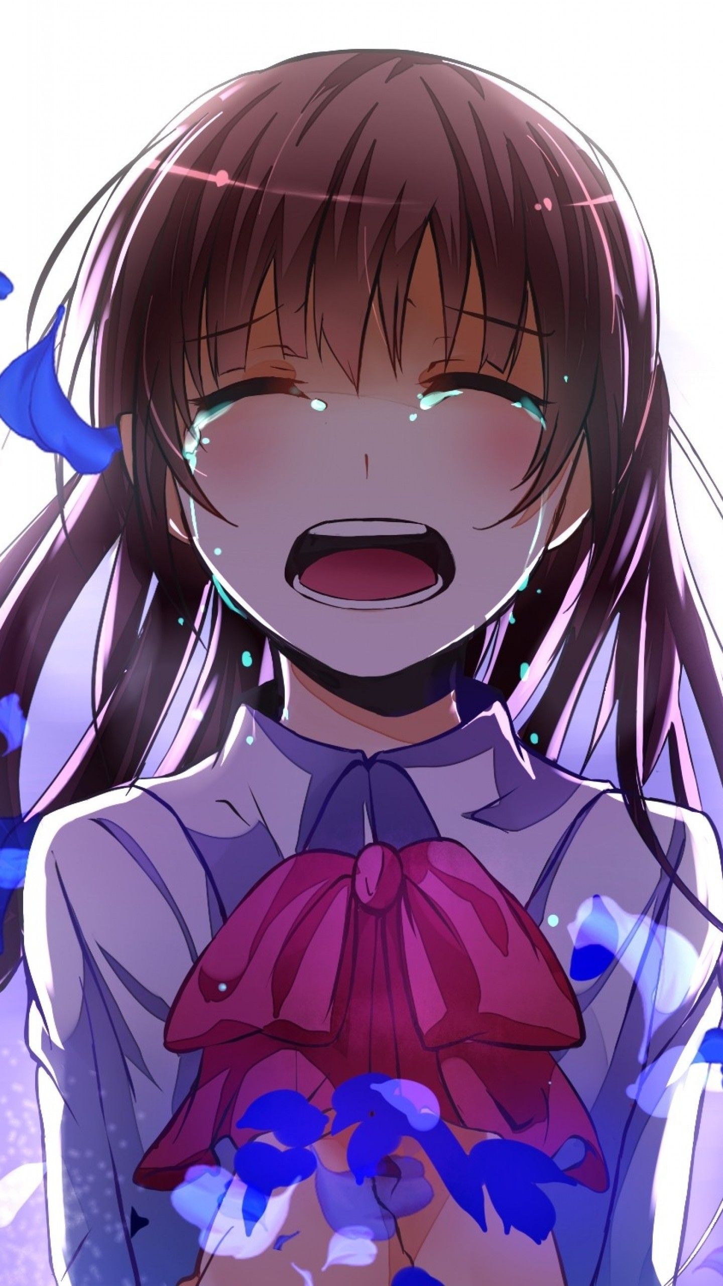ragazza anime che piange, 1440x2560 Verticale, Mobile