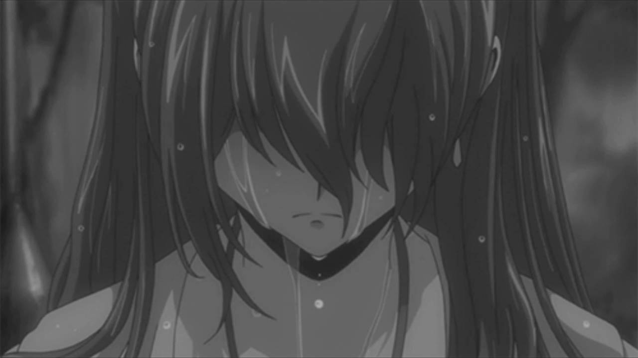 Ragazza anime piange bianco nero, 1280x720 720p, PC