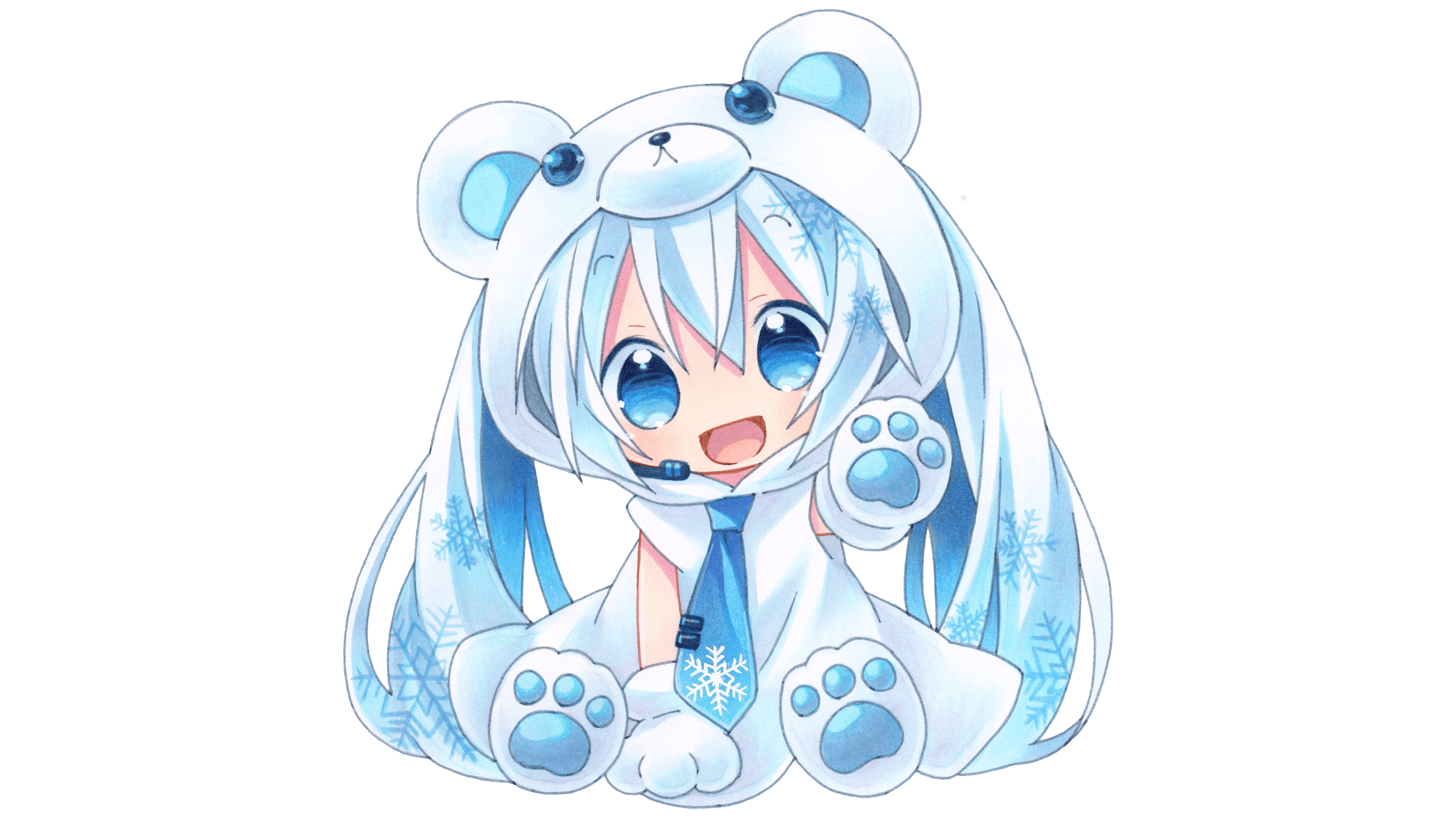 Miku chibi costume orso polare, 2759x1552 2K QHD, Monitor Gaming