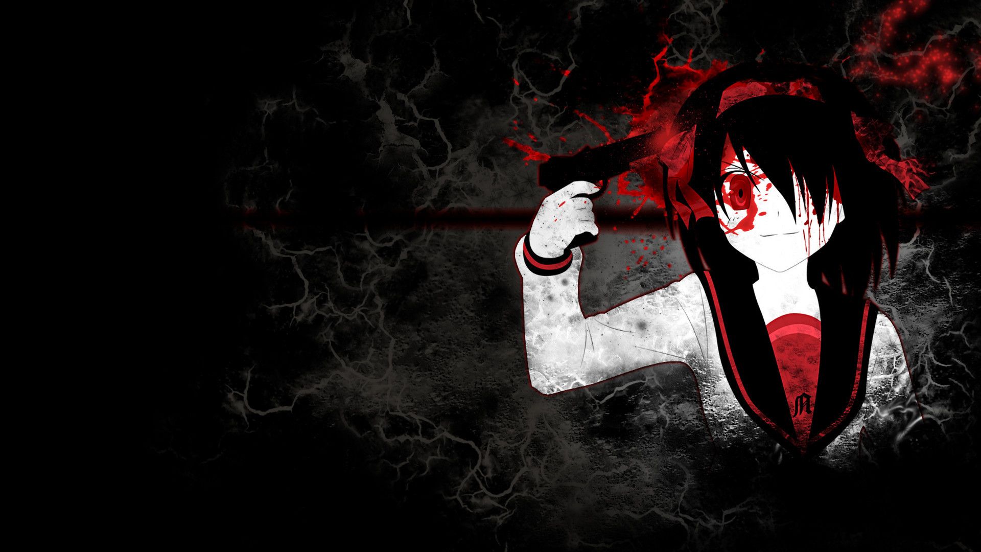Anime inquietante con pistola sangue, 1920x1080 Full HD 1080p, PC