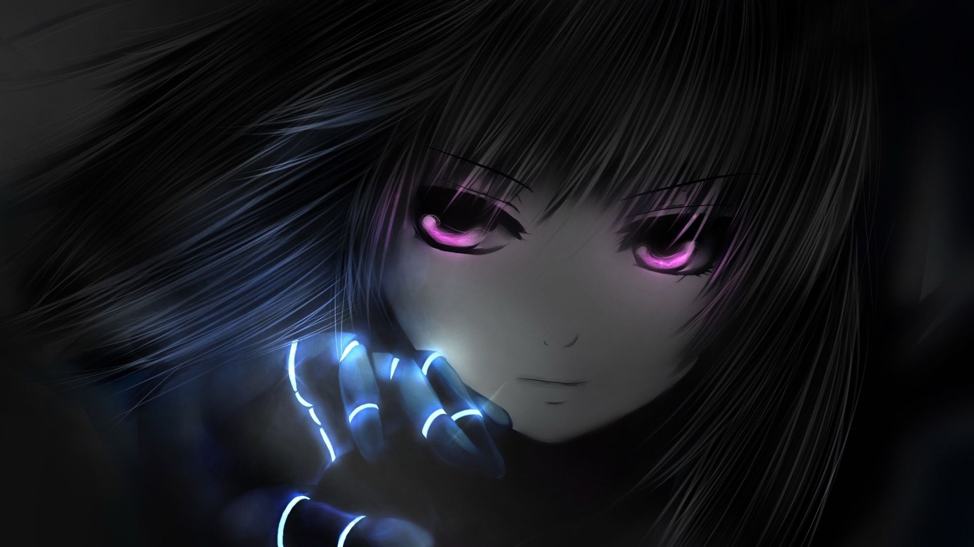 Ragazza anime occhi rosa oscuri, 1920x1080 1080p, PC