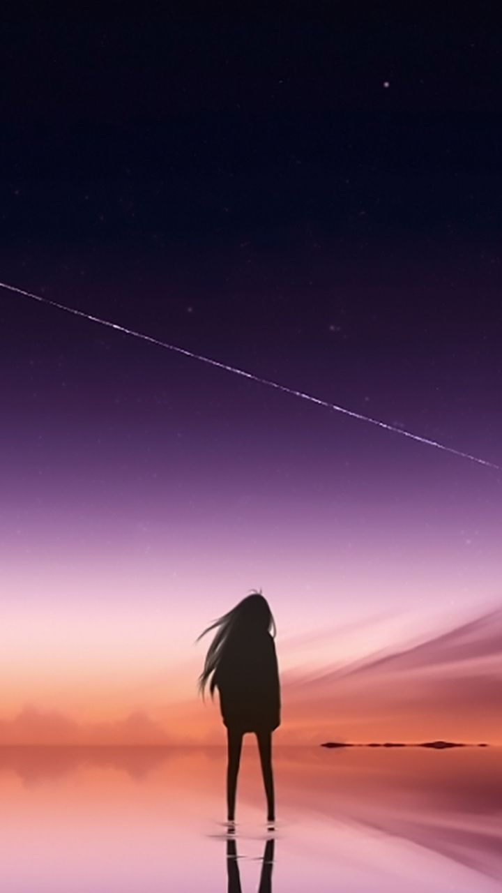 Ragazza sola al tramonto, 720x1280 Full HD Verticale, iPhone